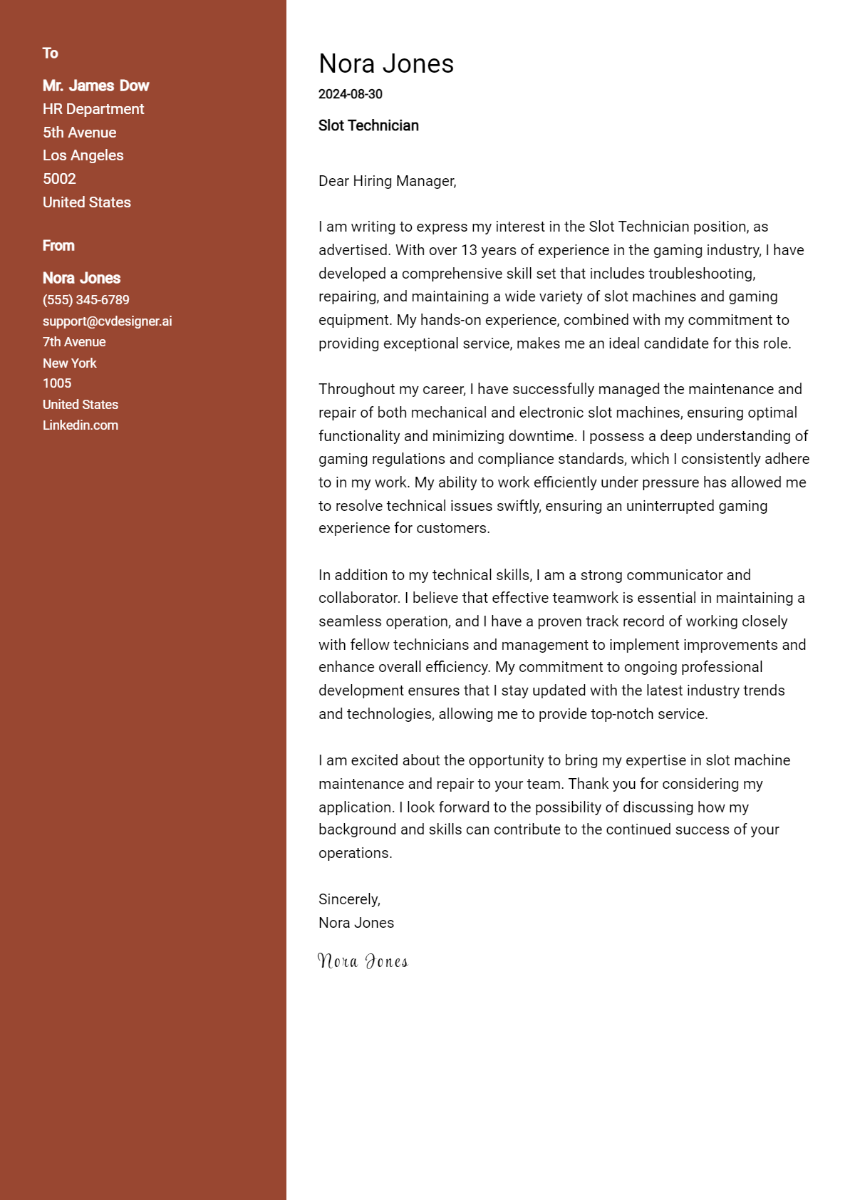 Slot Technician Cover Letter Example for 2026: Ultimate Guide Preview