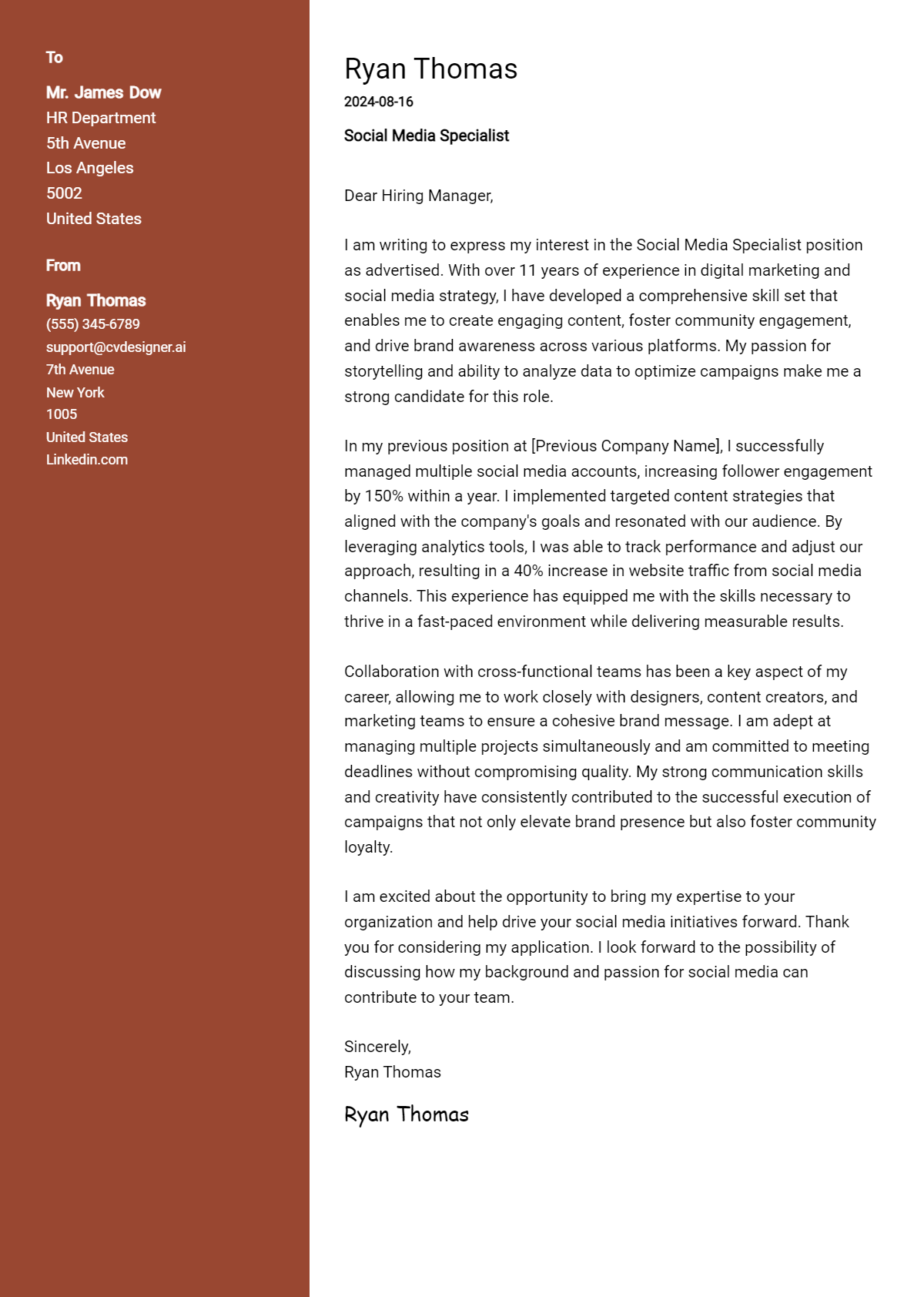 Social Media Specialist Cover Letter Example for 2026: Expert Tips & Templates Preview