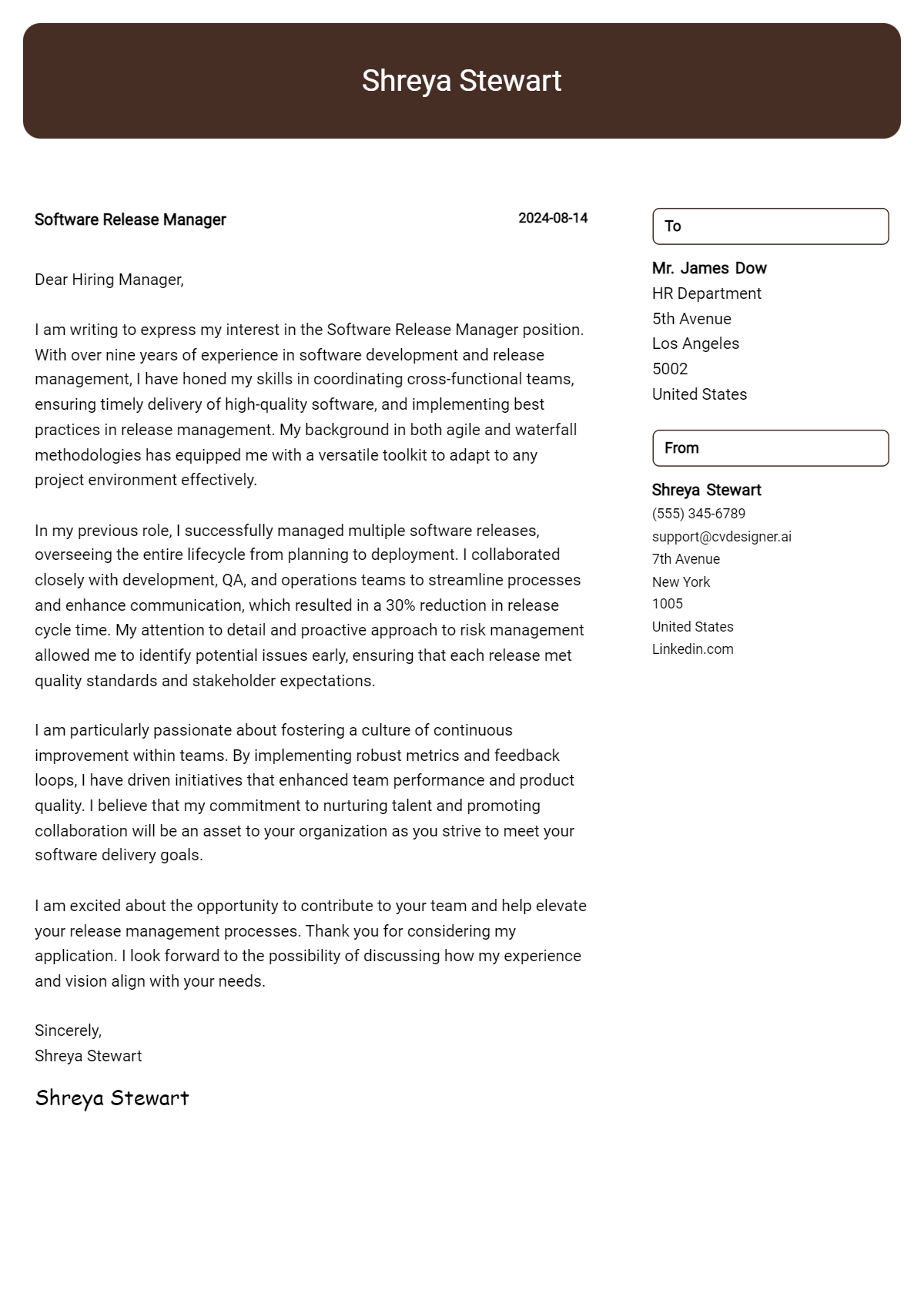 Software Release Manager Cover Letter Example for 2026: Proven Tips Preview
