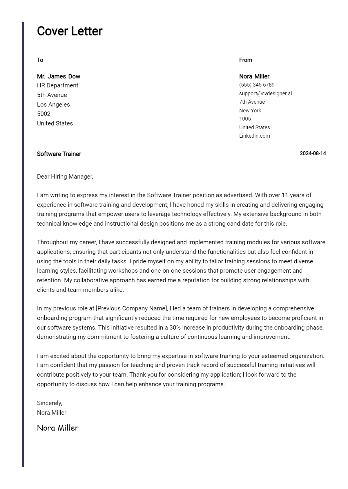 Software Trainer Cover Letter Example for 2026: Proven Tips Preview