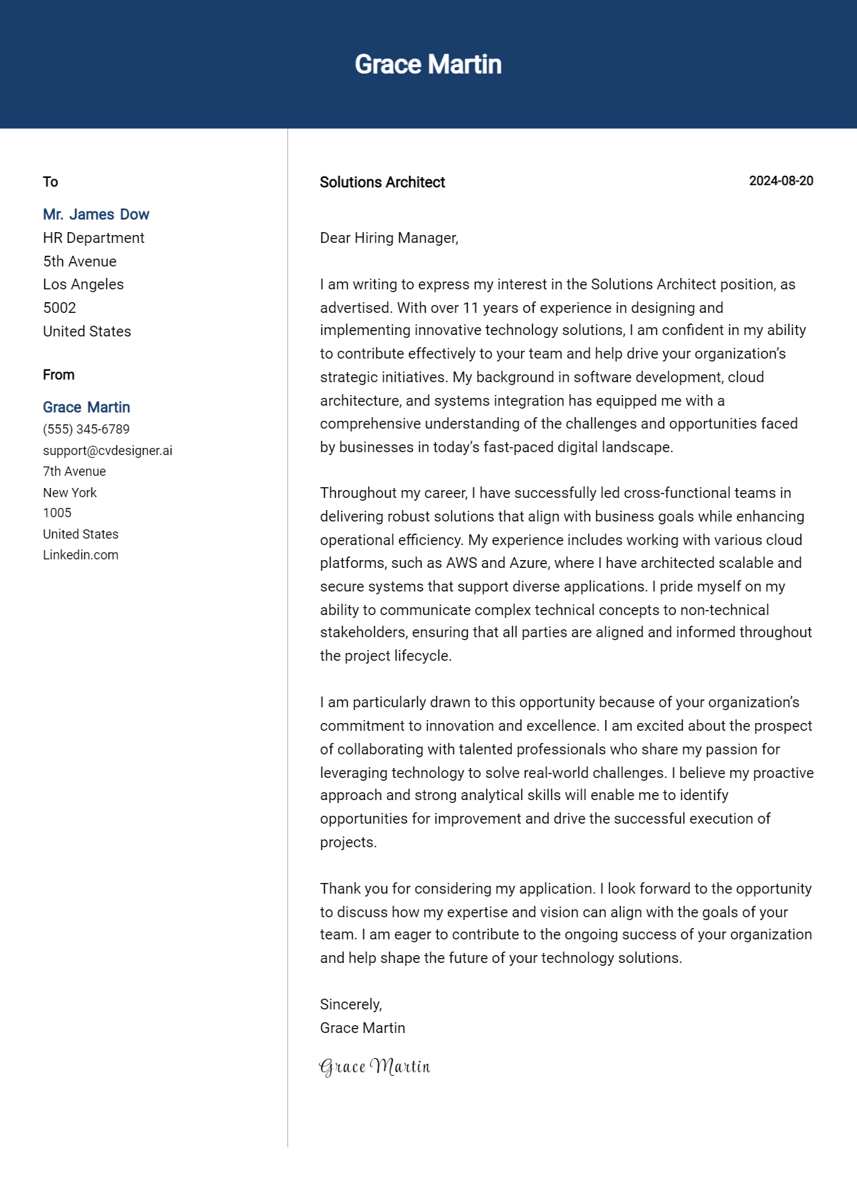 Solutions Architect Cover Letter Example for 2026: Proven Tips Preview