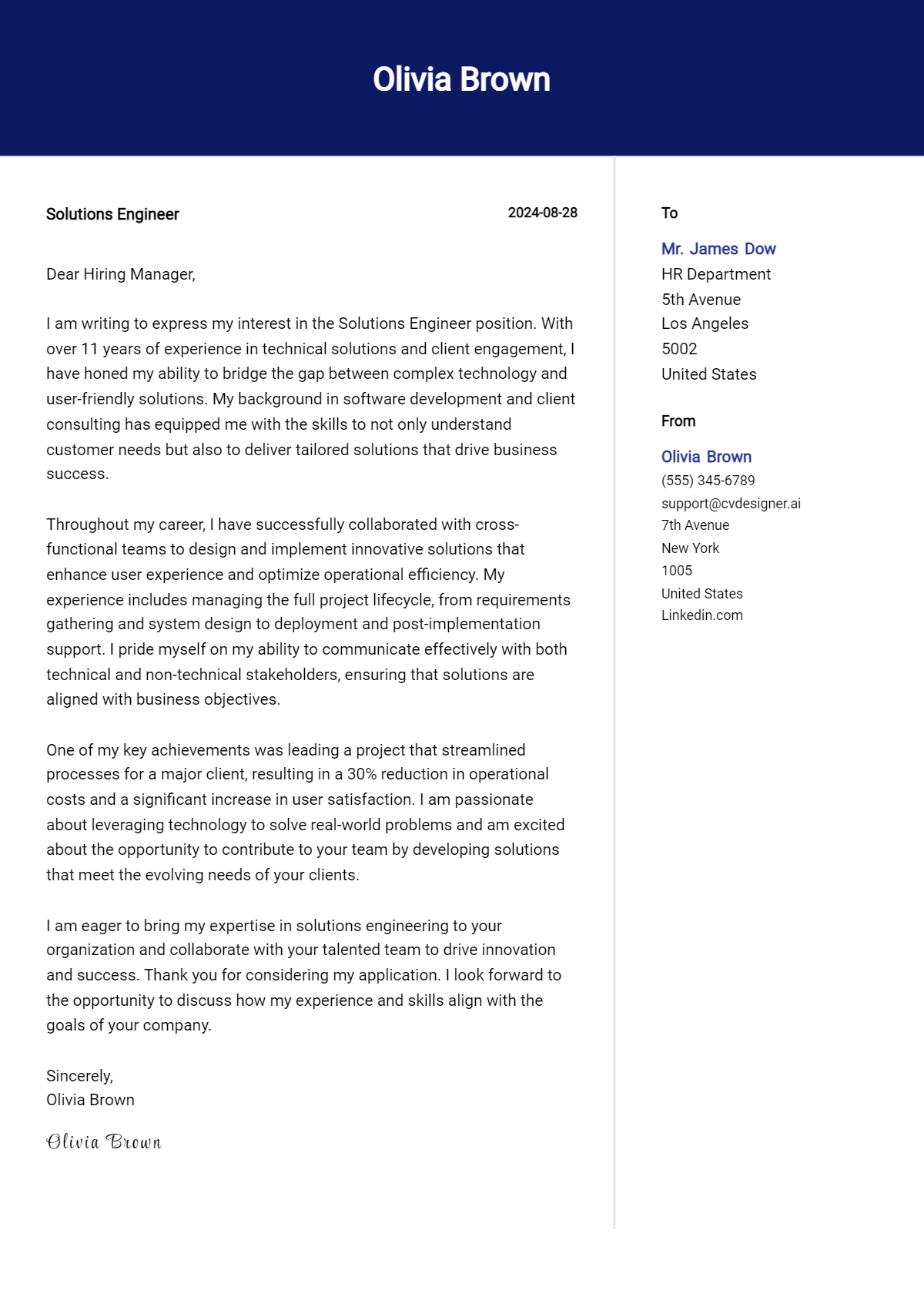 Solutions Engineer Cover Letter Example for 2026 (Complete Writing Guide) Preview