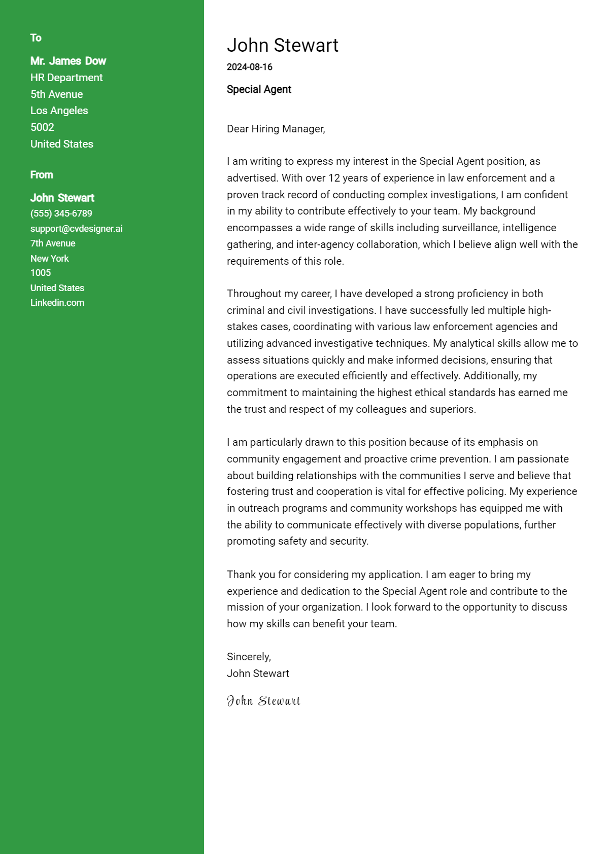 Special Agent Cover Letter Example for 2026: Free Templates Preview