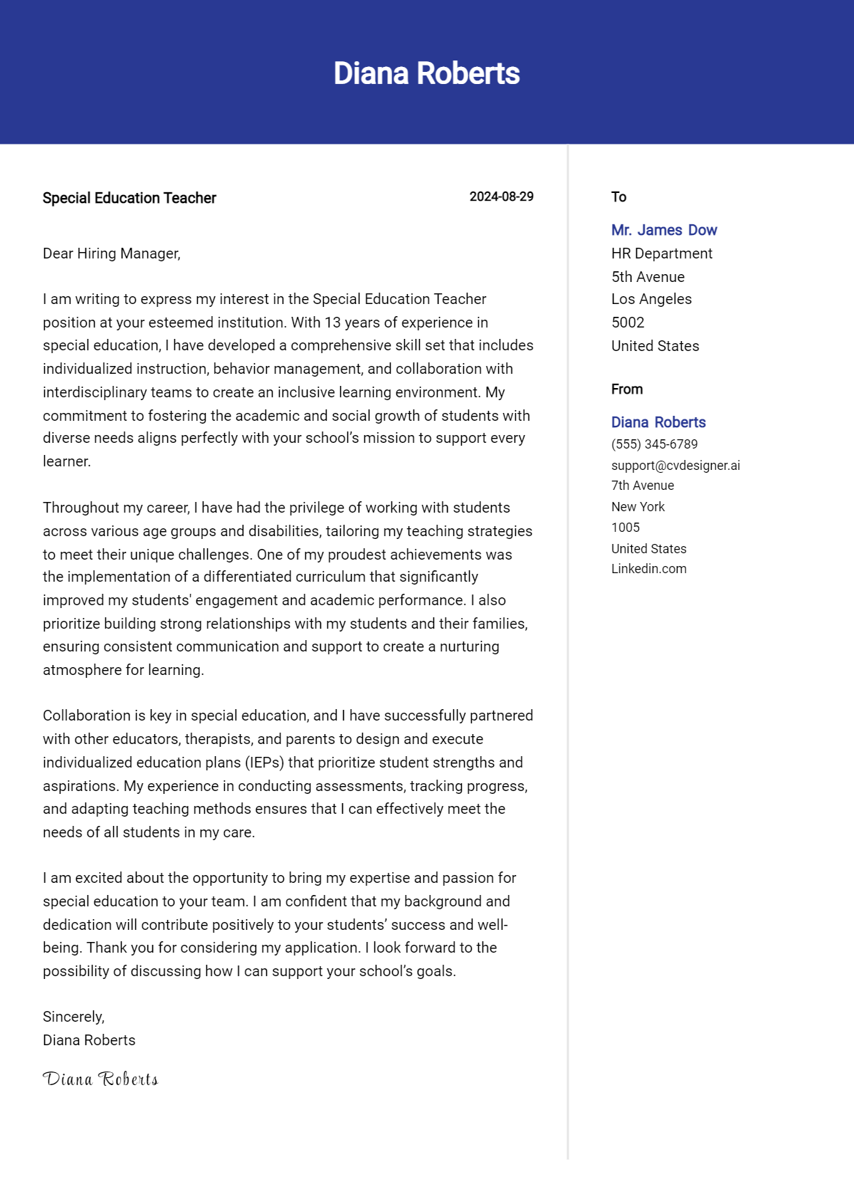 Special Education Teacher Cover Letter Examples and Templates for 2026 Preview