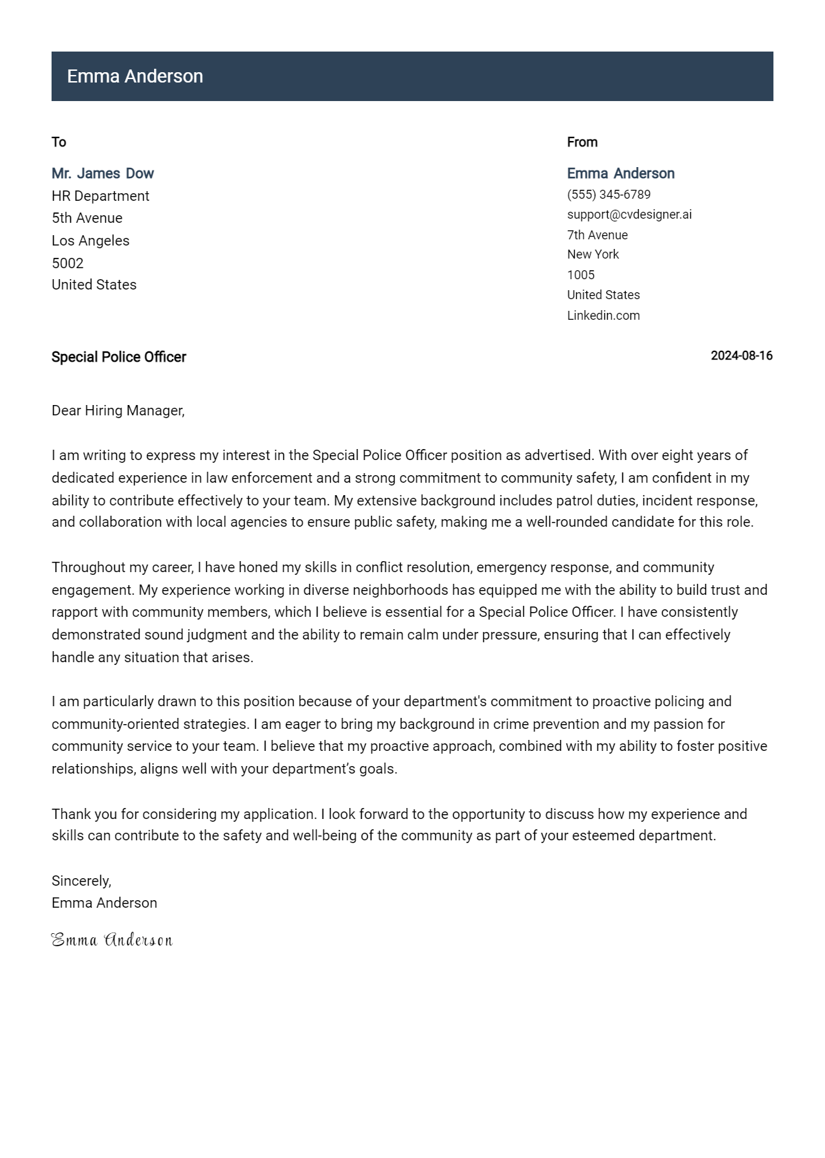 Special Police Officer Cover Letter Examples & Samples for 2026 Preview