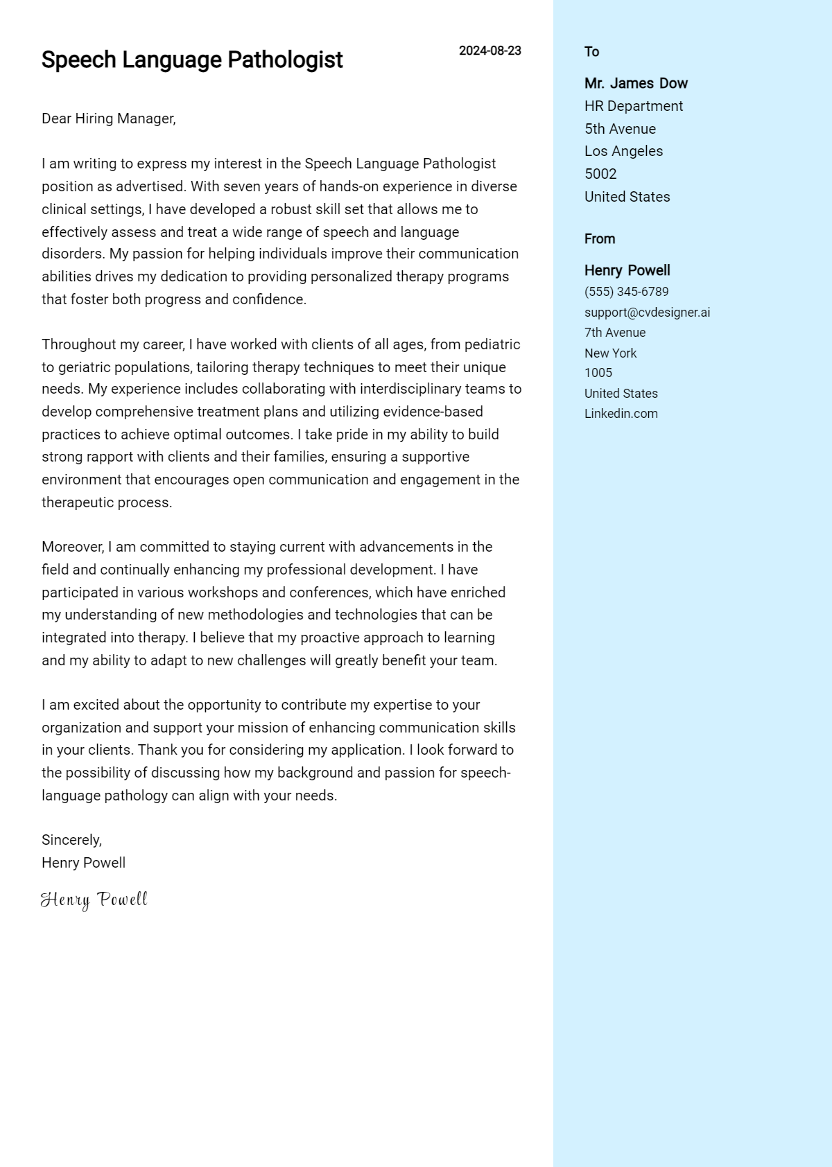 Speech Language Pathologist Cover Letter Examples with Writing Tips for 2026 Preview