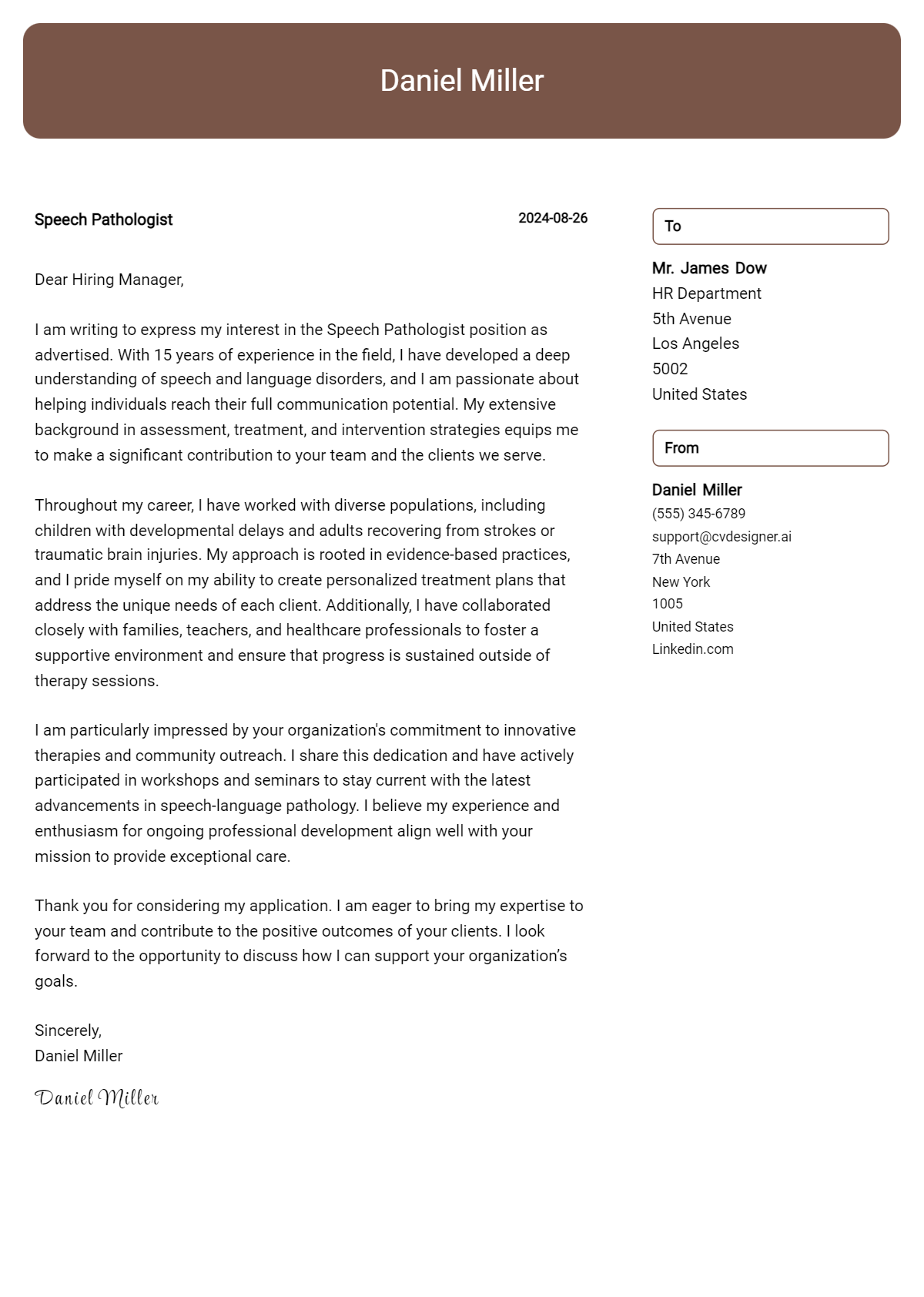 Speech Pathologist Cover Letter Examples & Samples for 2026 Preview