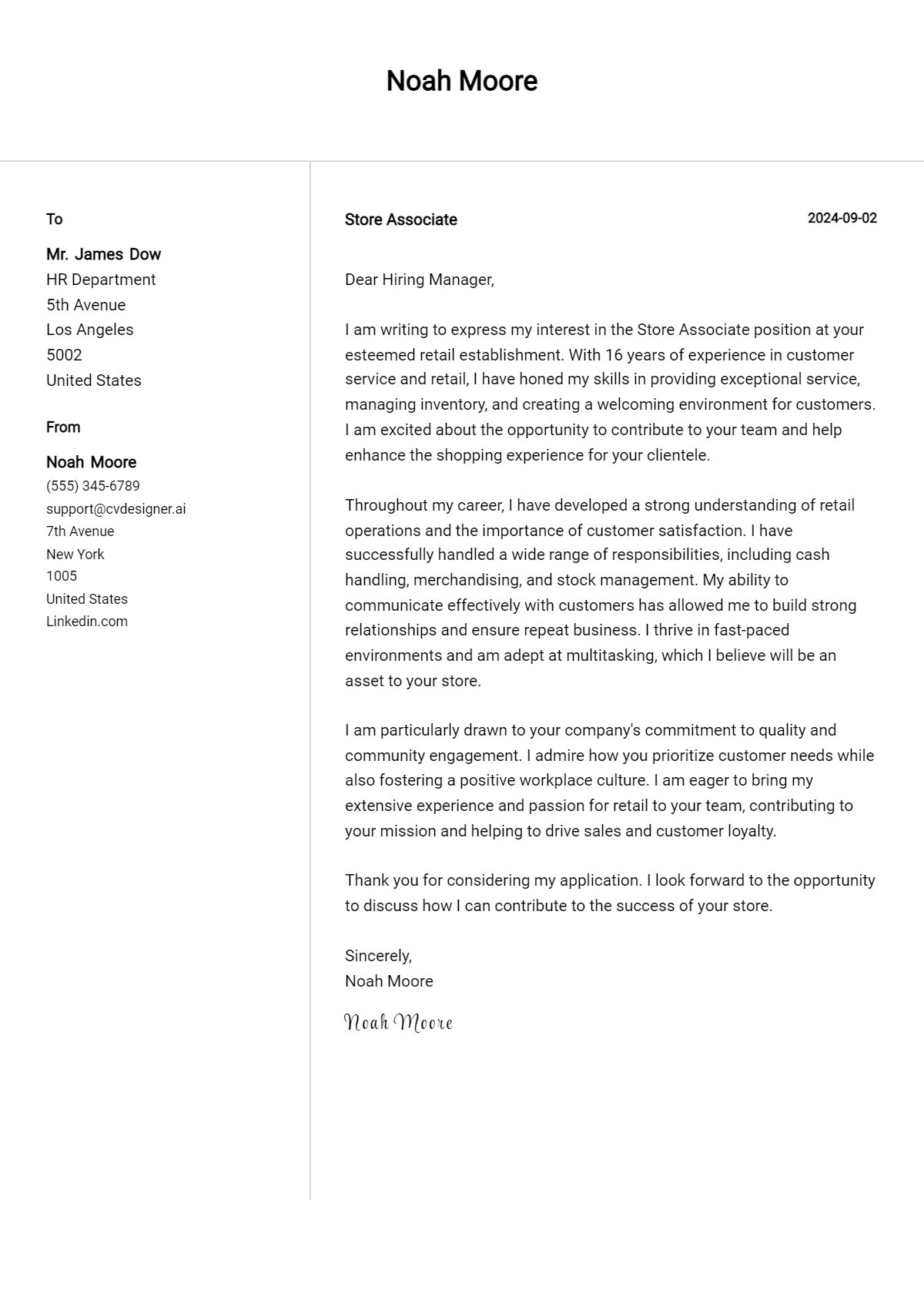 Store Associate Cover Letter Example for 2026 (Complete Writing Guide) Preview