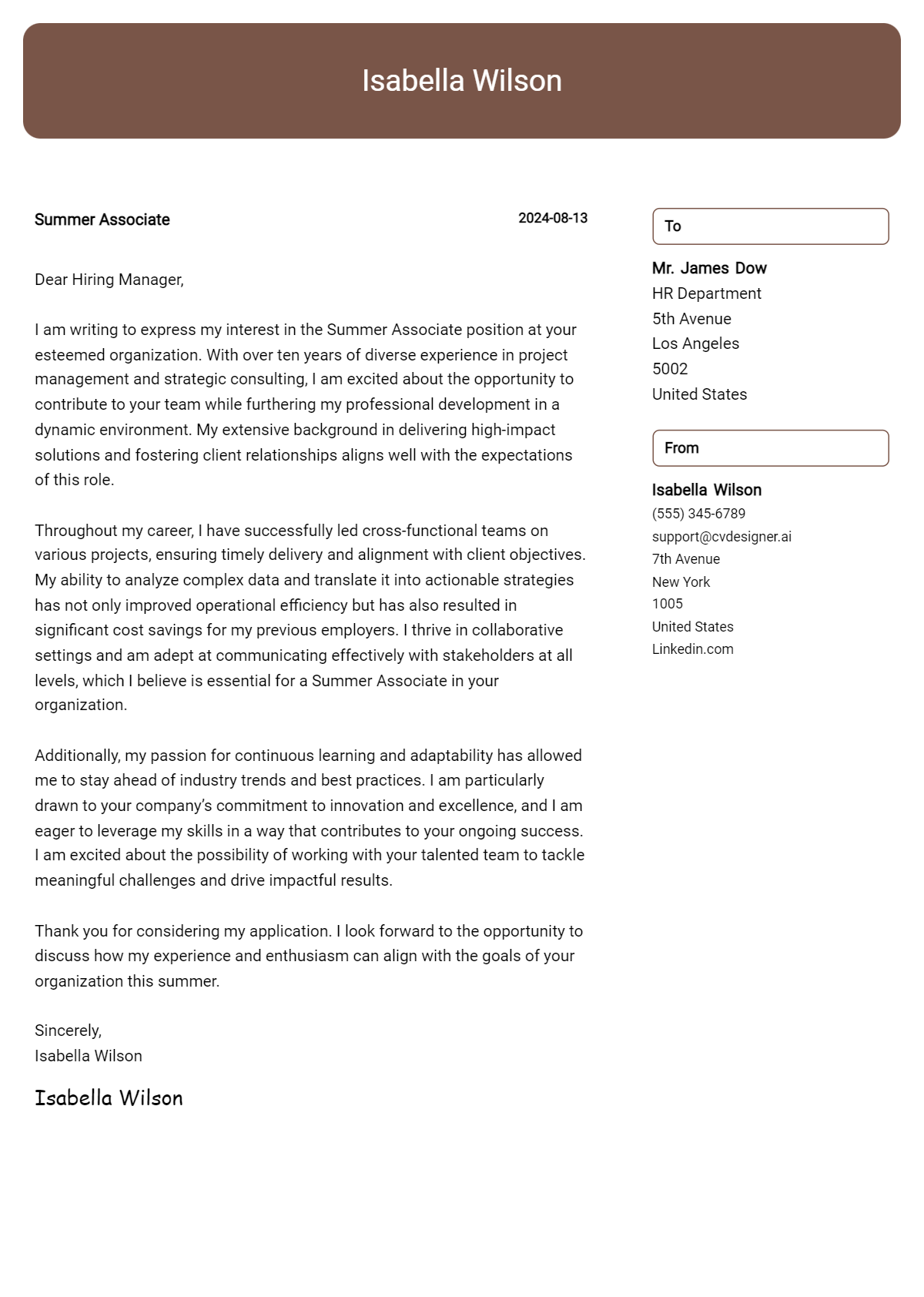 Summer Associate Cover Letter Example for 2026: Proven Tips Preview