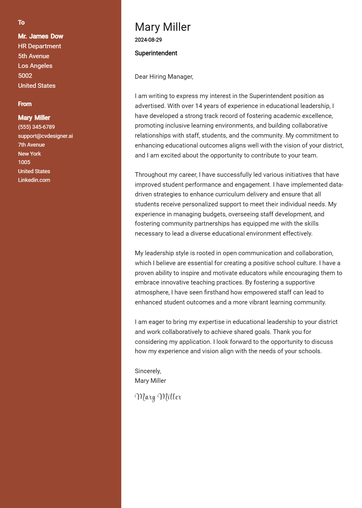 Superintendent Cover Letter Examples with Writing Tips for 2026 Preview