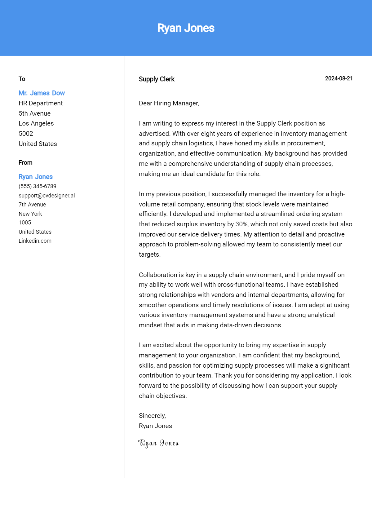 Supply Clerk Cover Letter Example for 2026: Proven Tips Preview