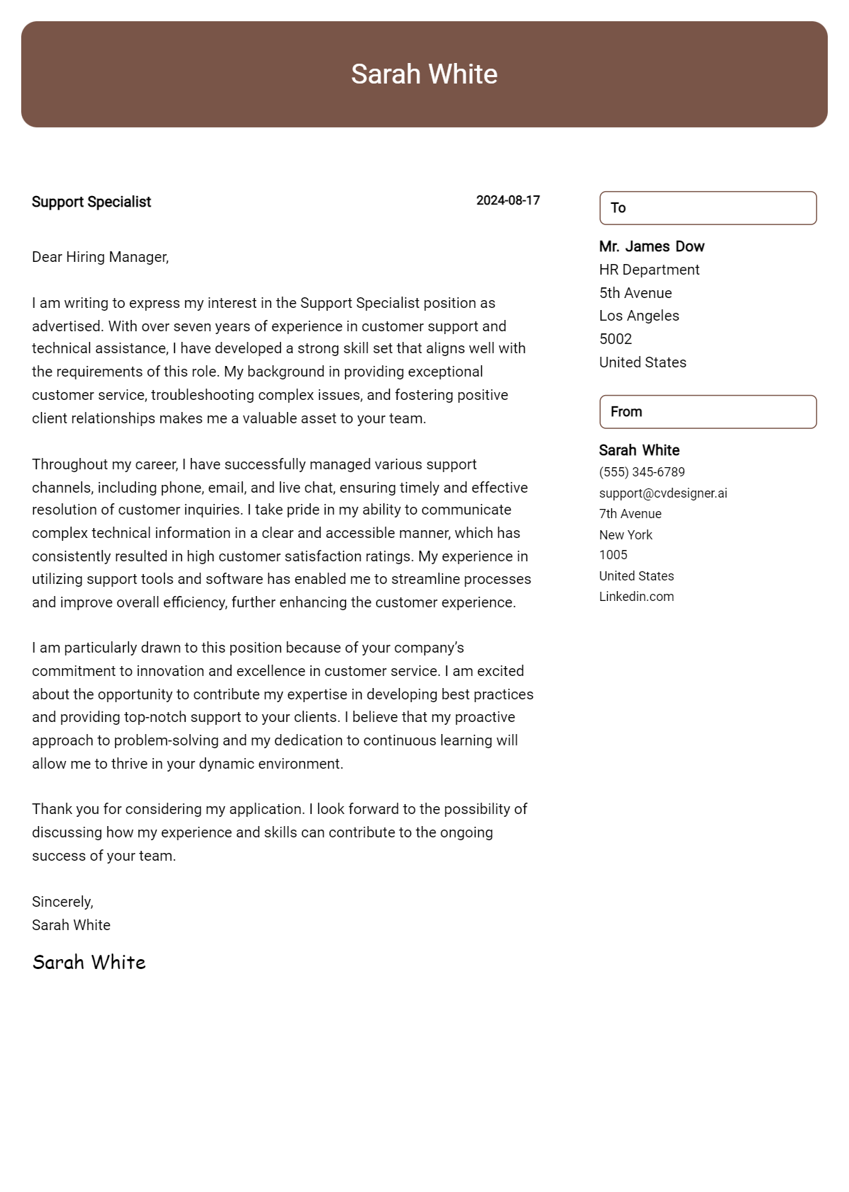 Support Specialist Cover Letter Example for 2026: Proven Tips Preview