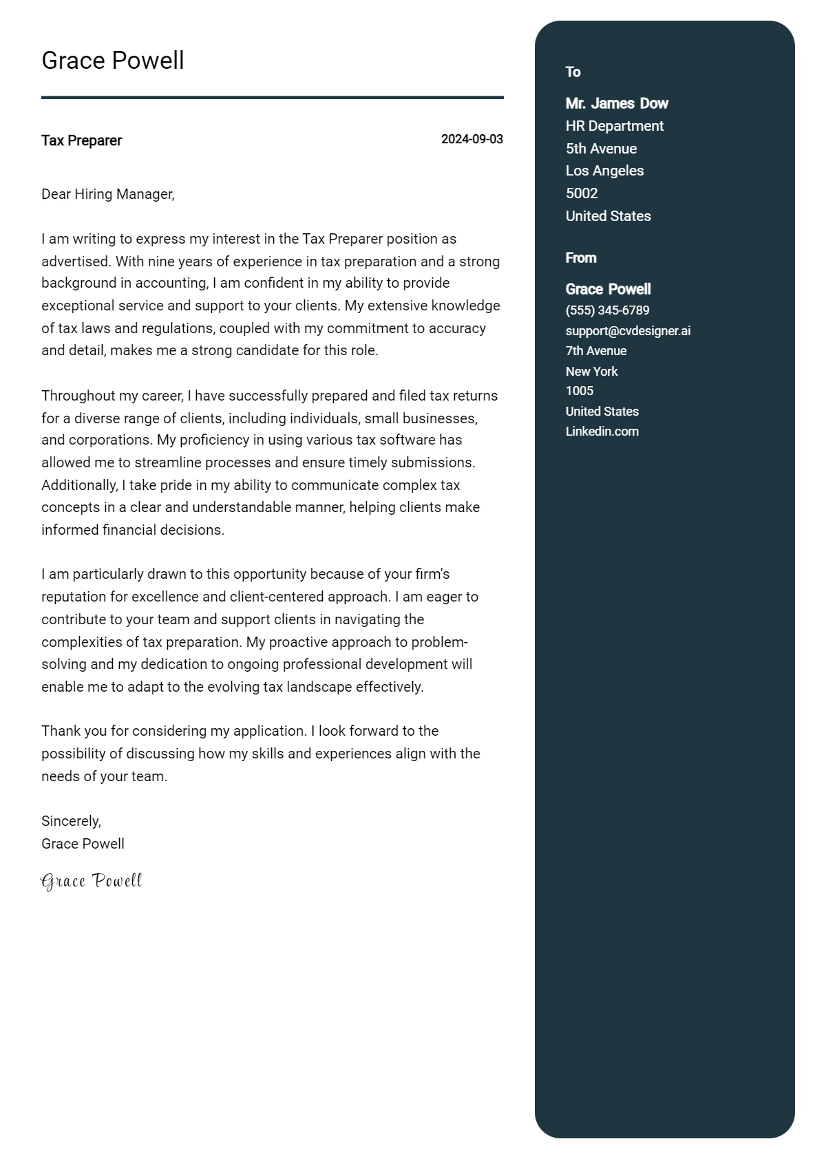 14 Tax Preparer Cover Letter Examples & Samples for 2026 Preview