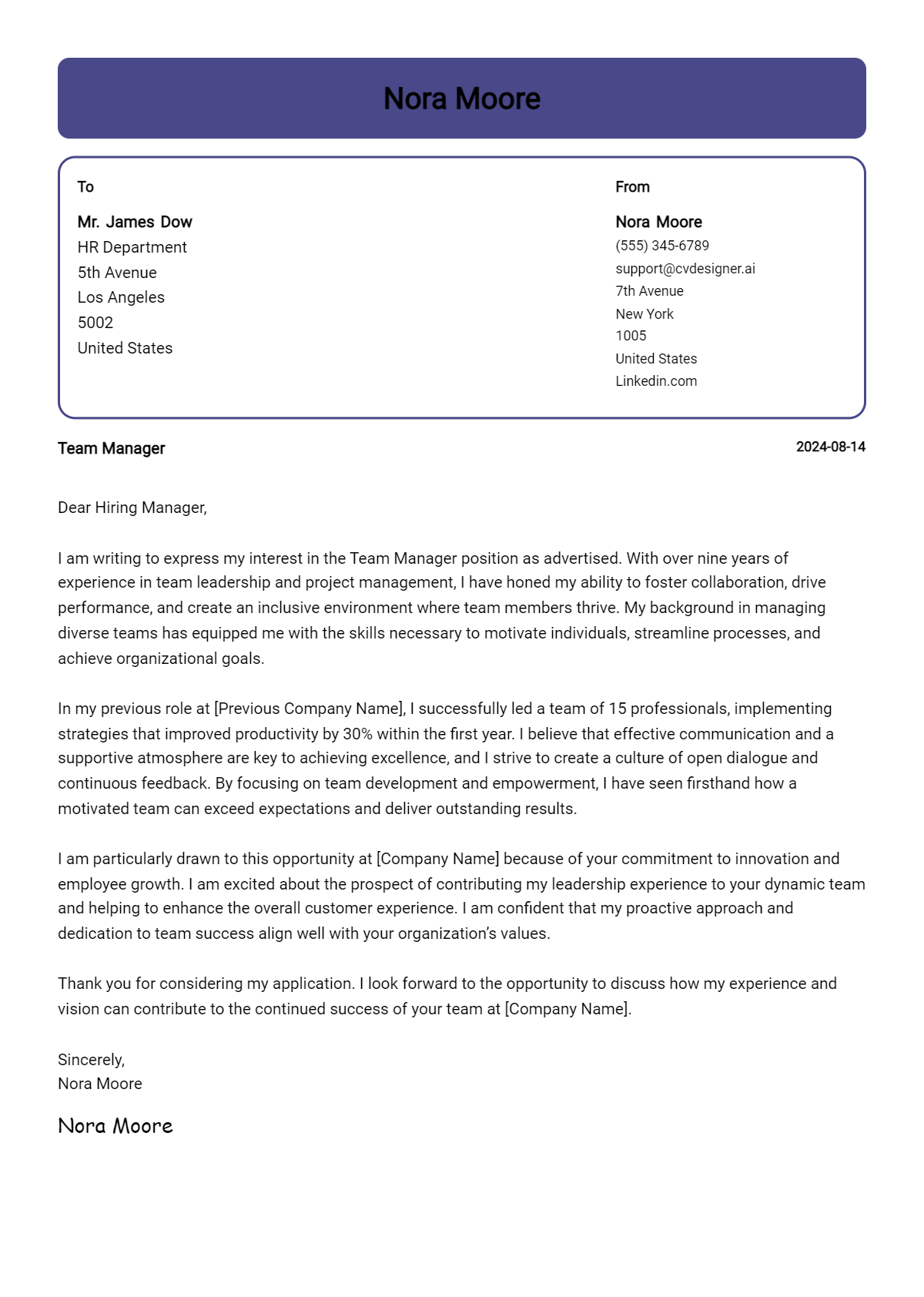 Team Manager Cover Letter Example for 2026: Expert Tips & Templates Preview