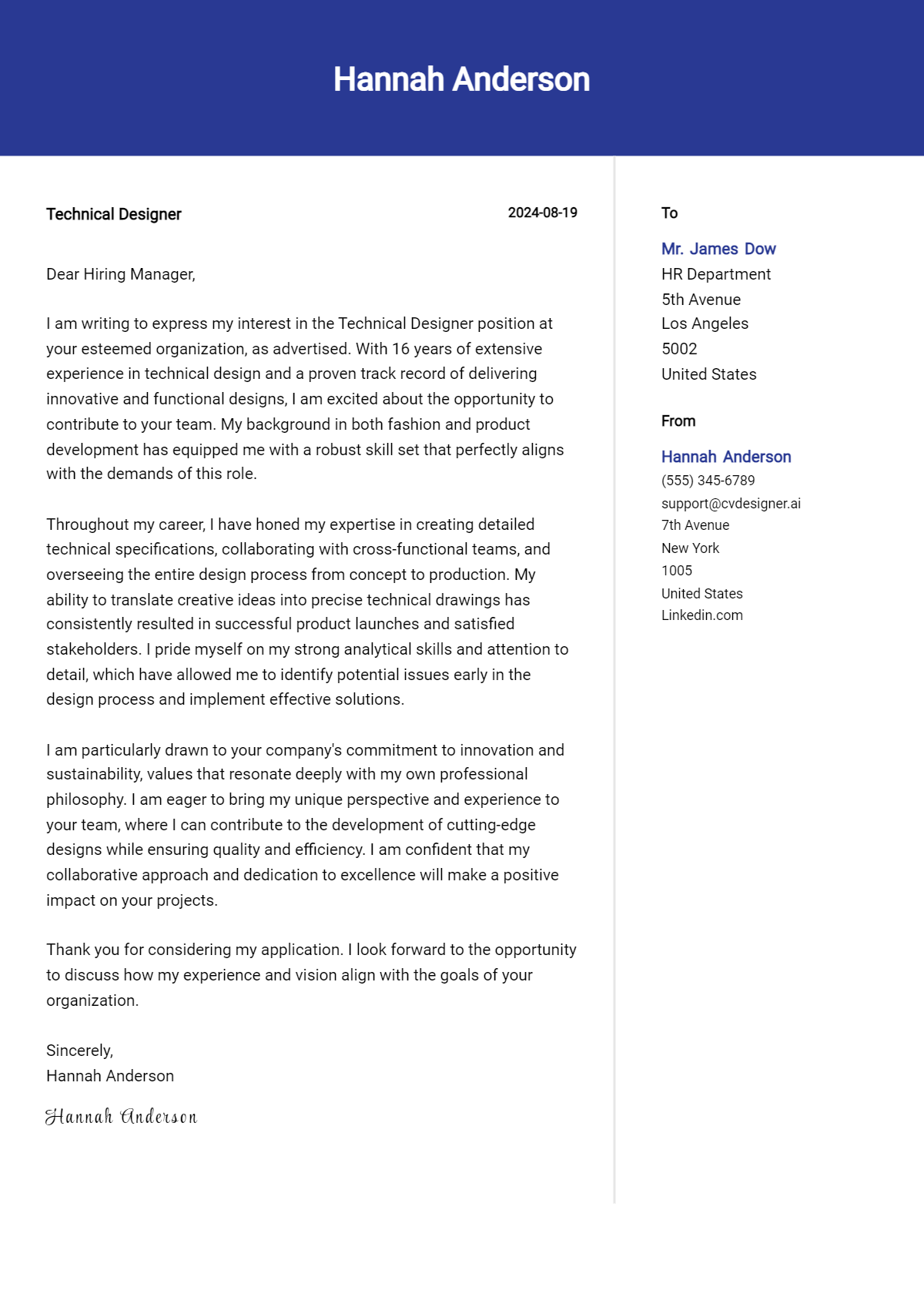 Technical Designer Cover Letter Example for 2026: Expert Tips & Templates Preview