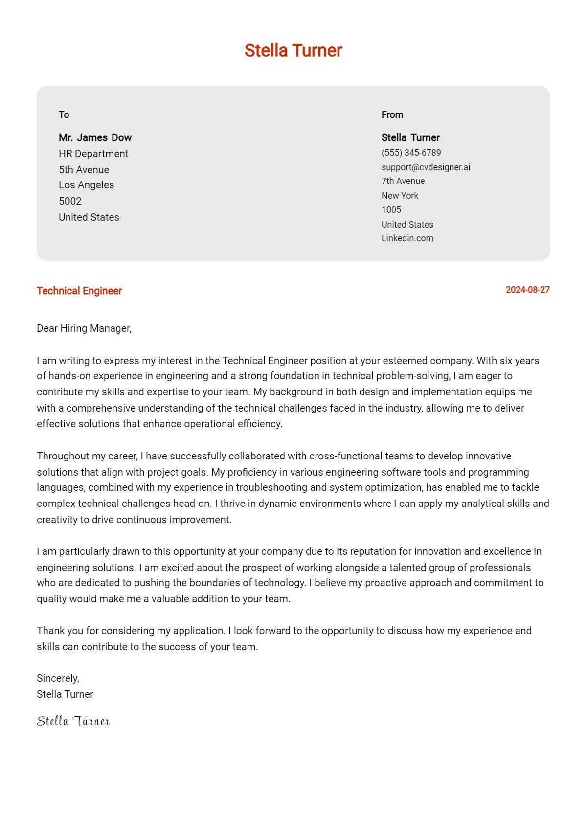 Technical Engineer Cover Letter Example for 2026: Expert Tips & Templates Preview