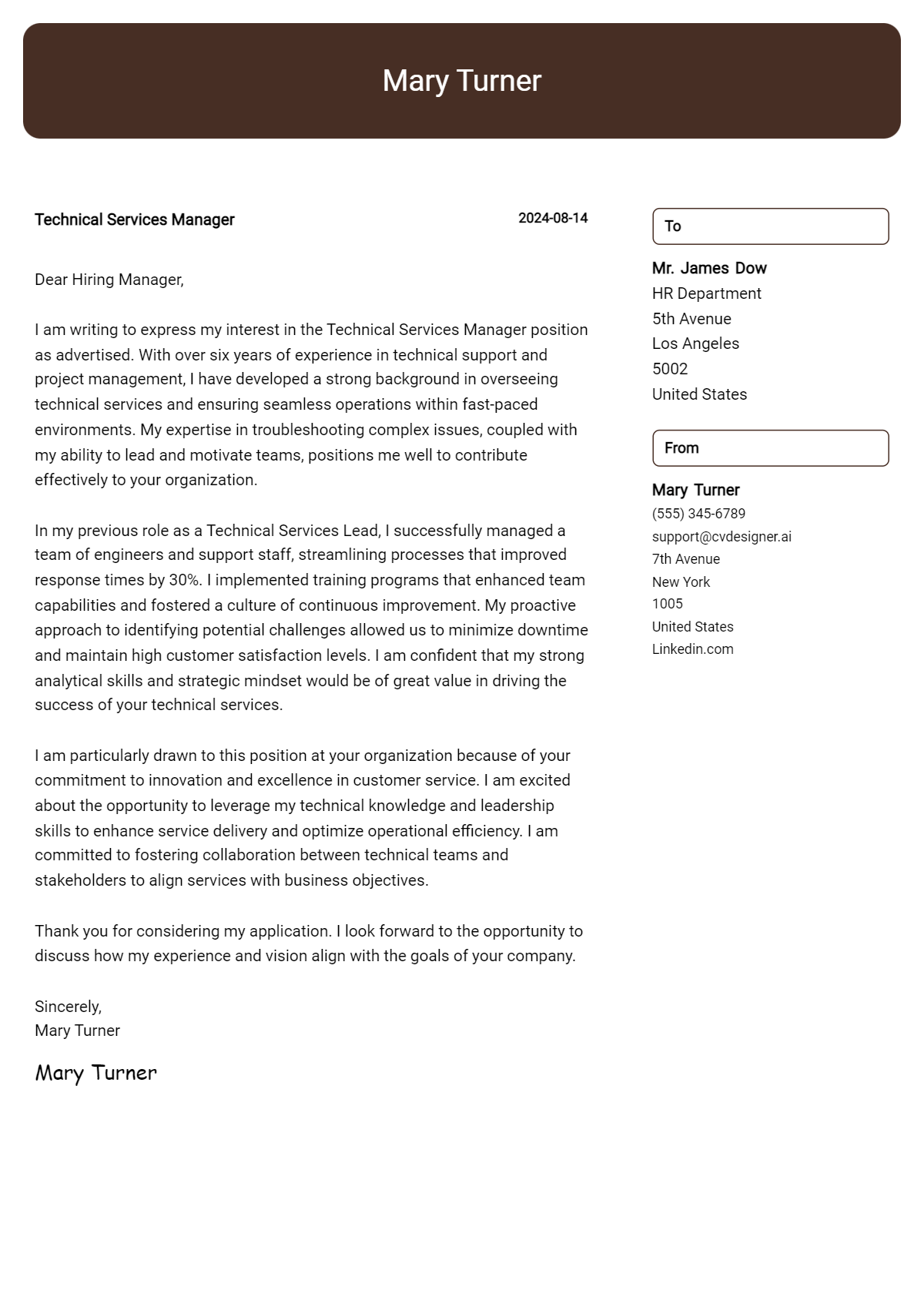 9 Technical Services Manager Cover Letter Examples and Templates for 2026 Preview
