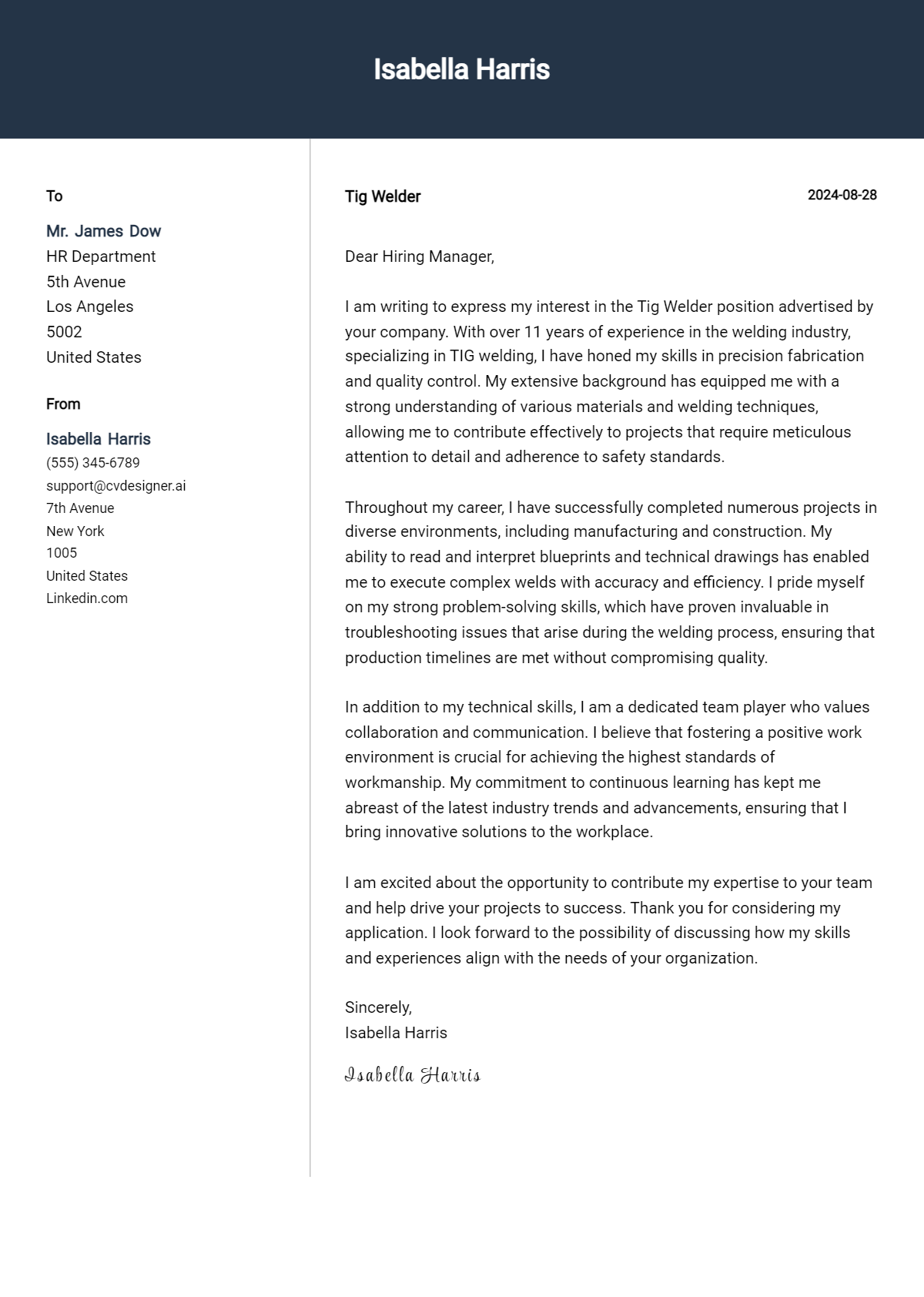 Tig Welder Cover Letter Examples with Writing Tips for 2026 Preview