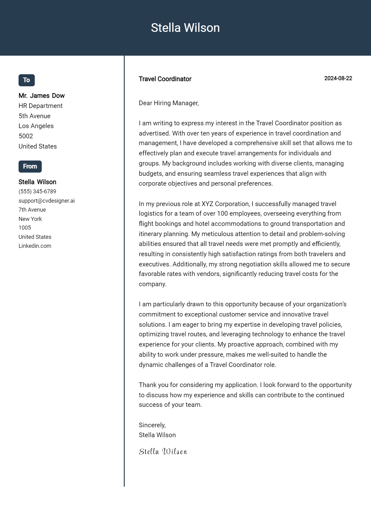 Travel Coordinator Cover Letter Example for 2026: Proven Tips Preview