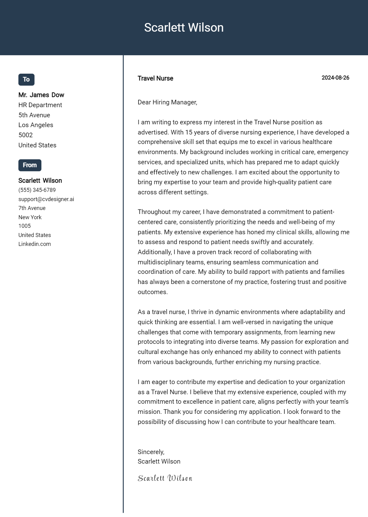 Travel Nurse Cover Letter Examples & Samples for 2026 Preview