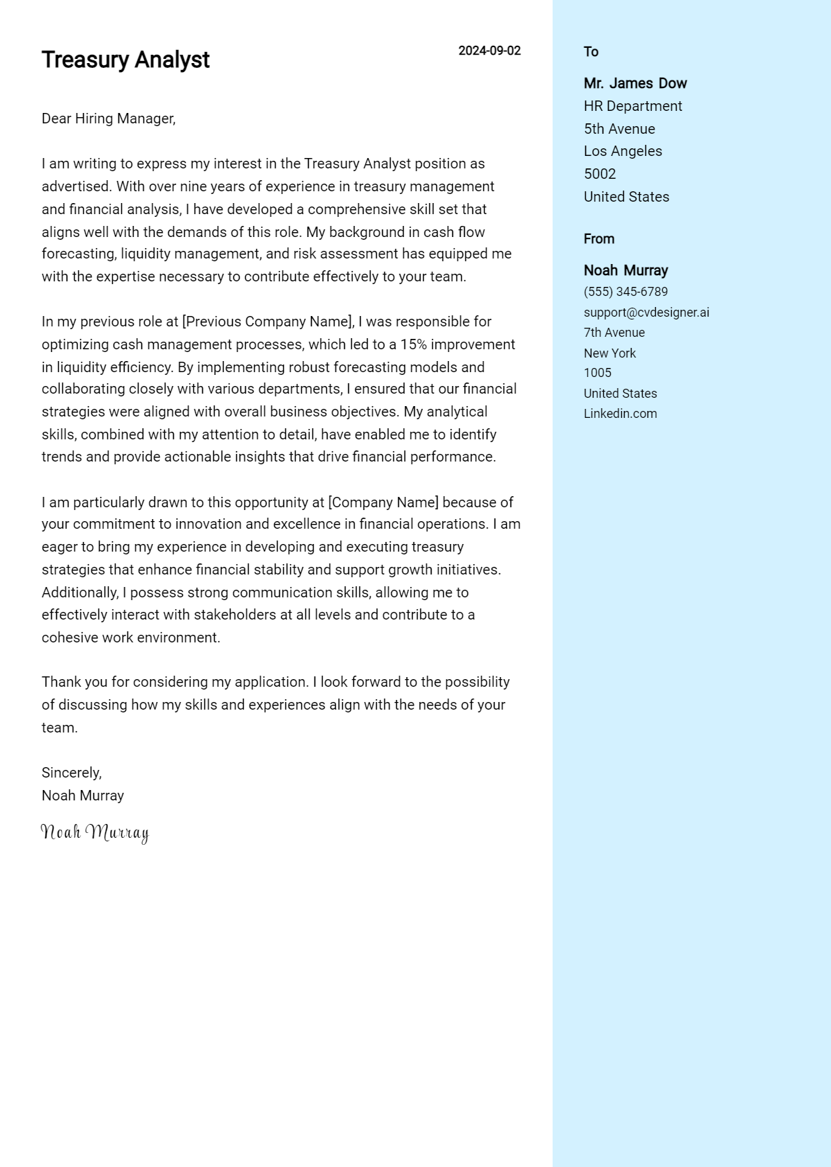 Treasury Analyst Cover Letter Examples with Writing Tips for 2026 Preview