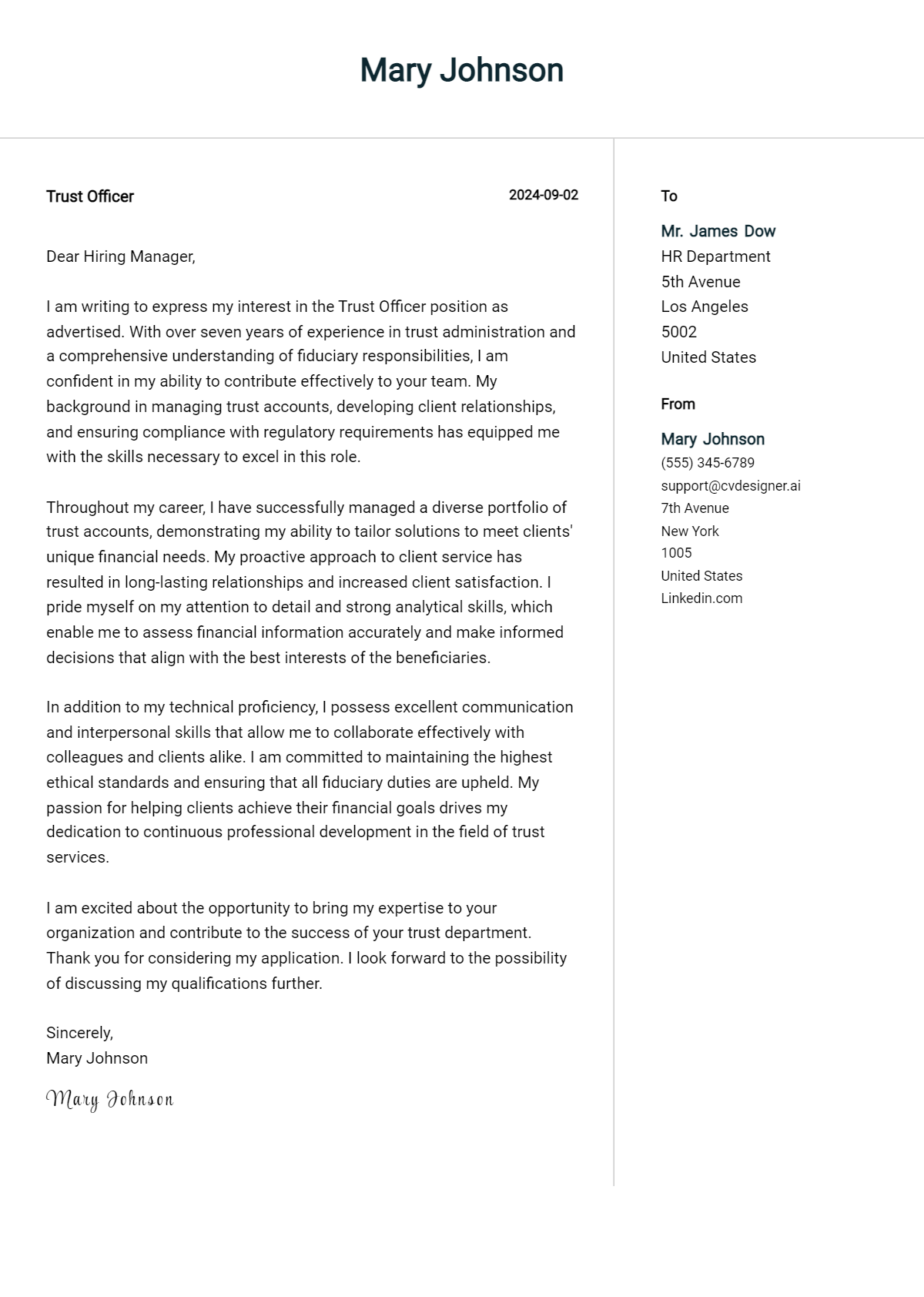 Trust Officer Cover Letter Example for 2026: Proven Tips Preview