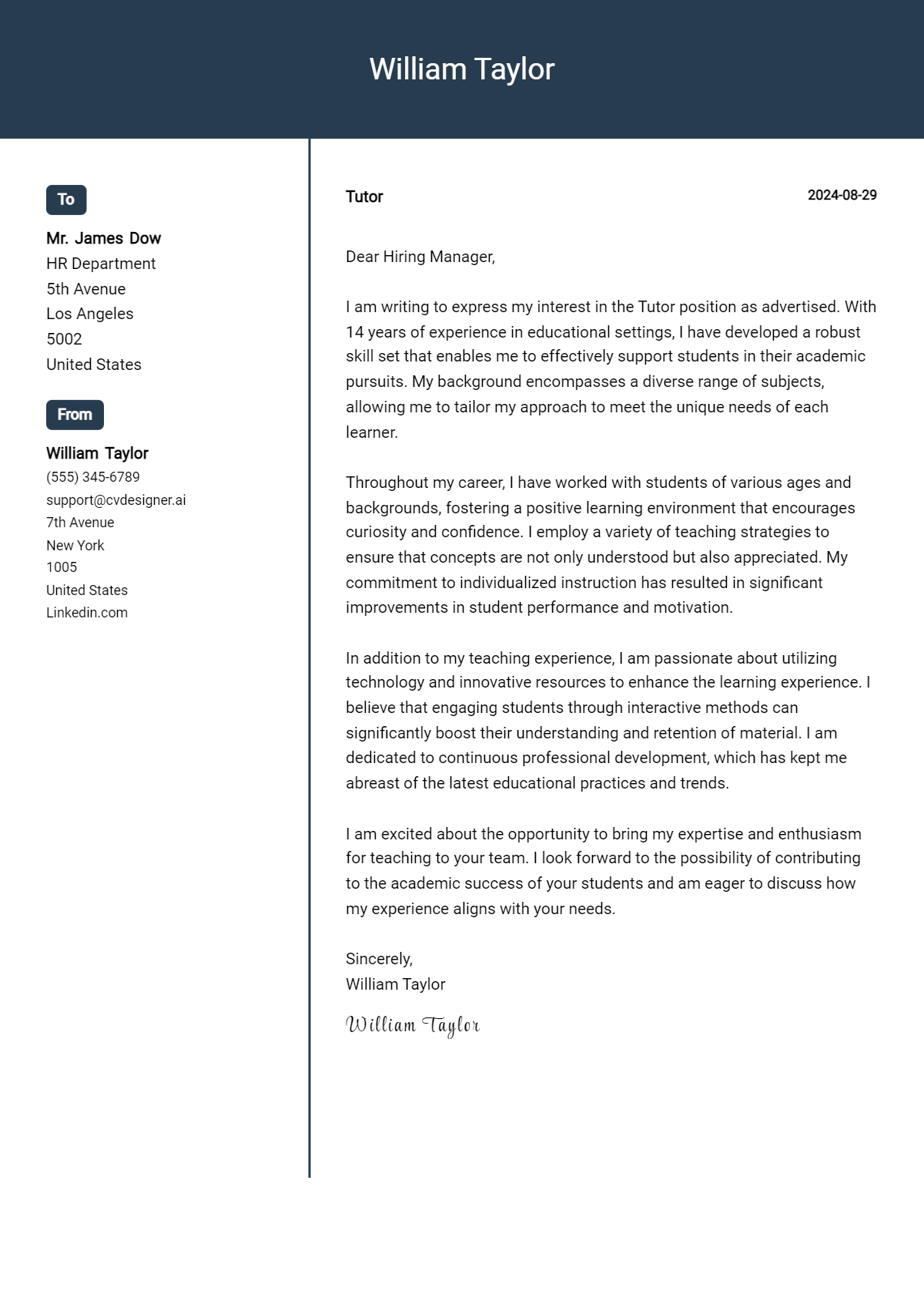 Tutor Cover Letter Example for 2026: Ultimate Guide Preview