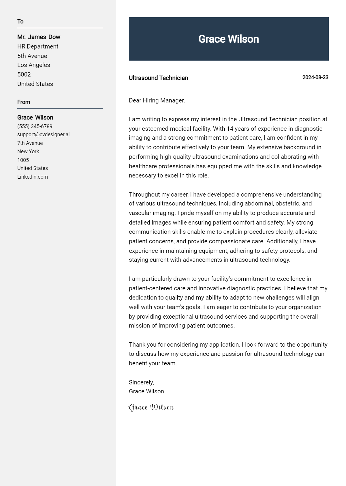 Ultrasound Technician Cover Letter Example for 2026: Expert Tips & Templates Preview
