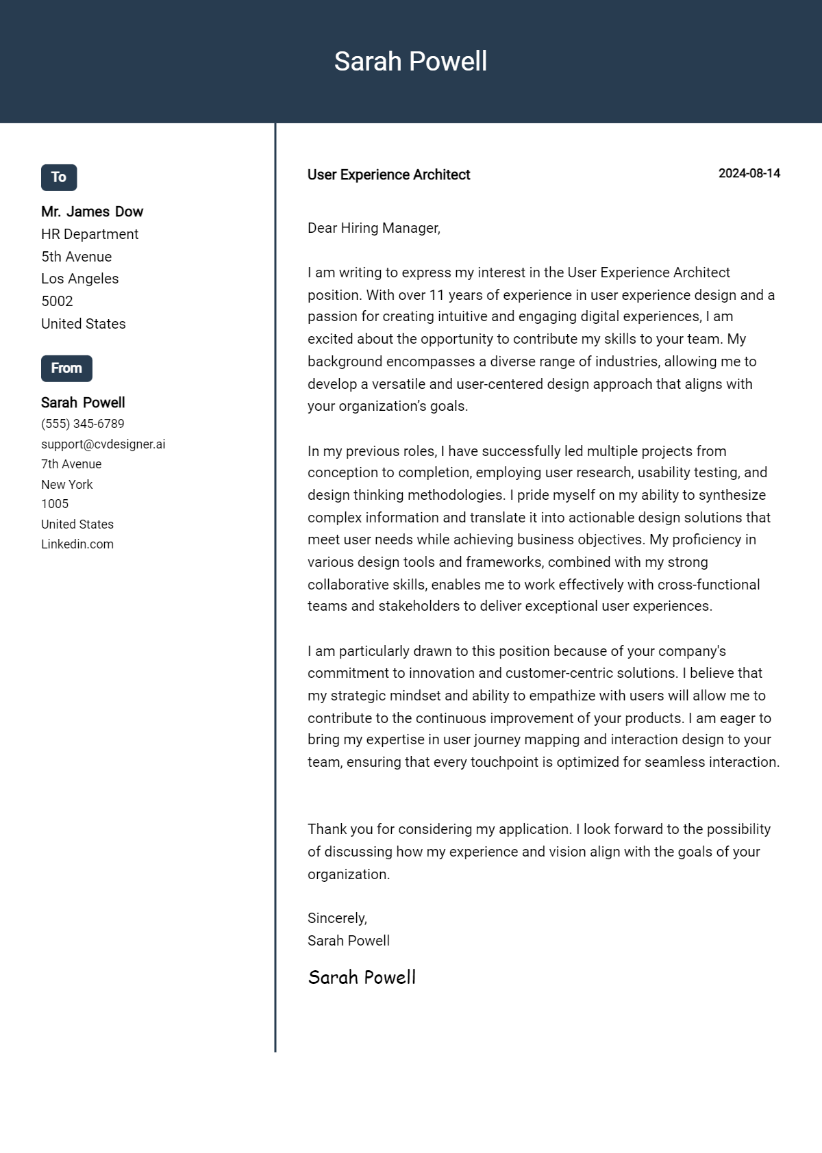 User Experience Architect Cover Letter Example for 2026: Expert Tips & Templates Preview