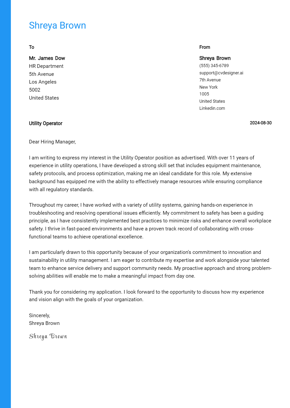 Utility Operator Cover Letter Example for 2026: Proven Tips Preview