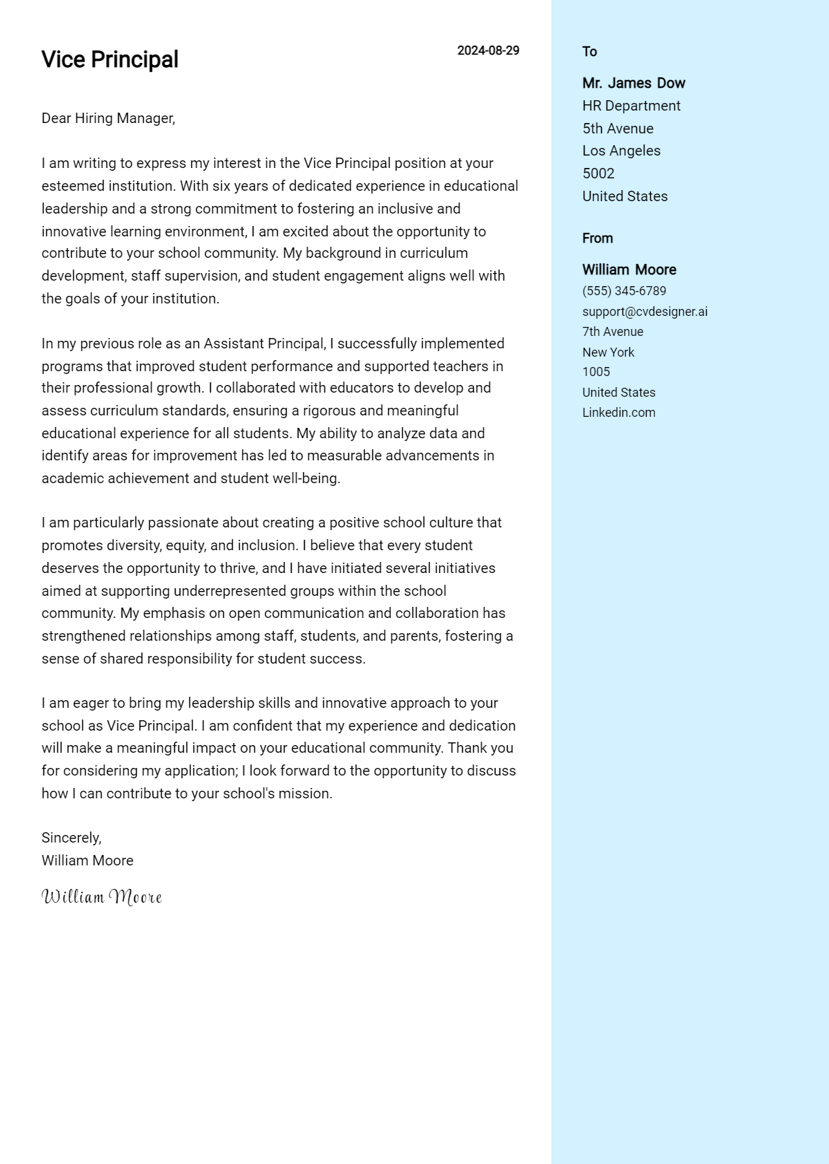 Vice Principal Cover Letter Example for 2026: Tips & Templates Preview