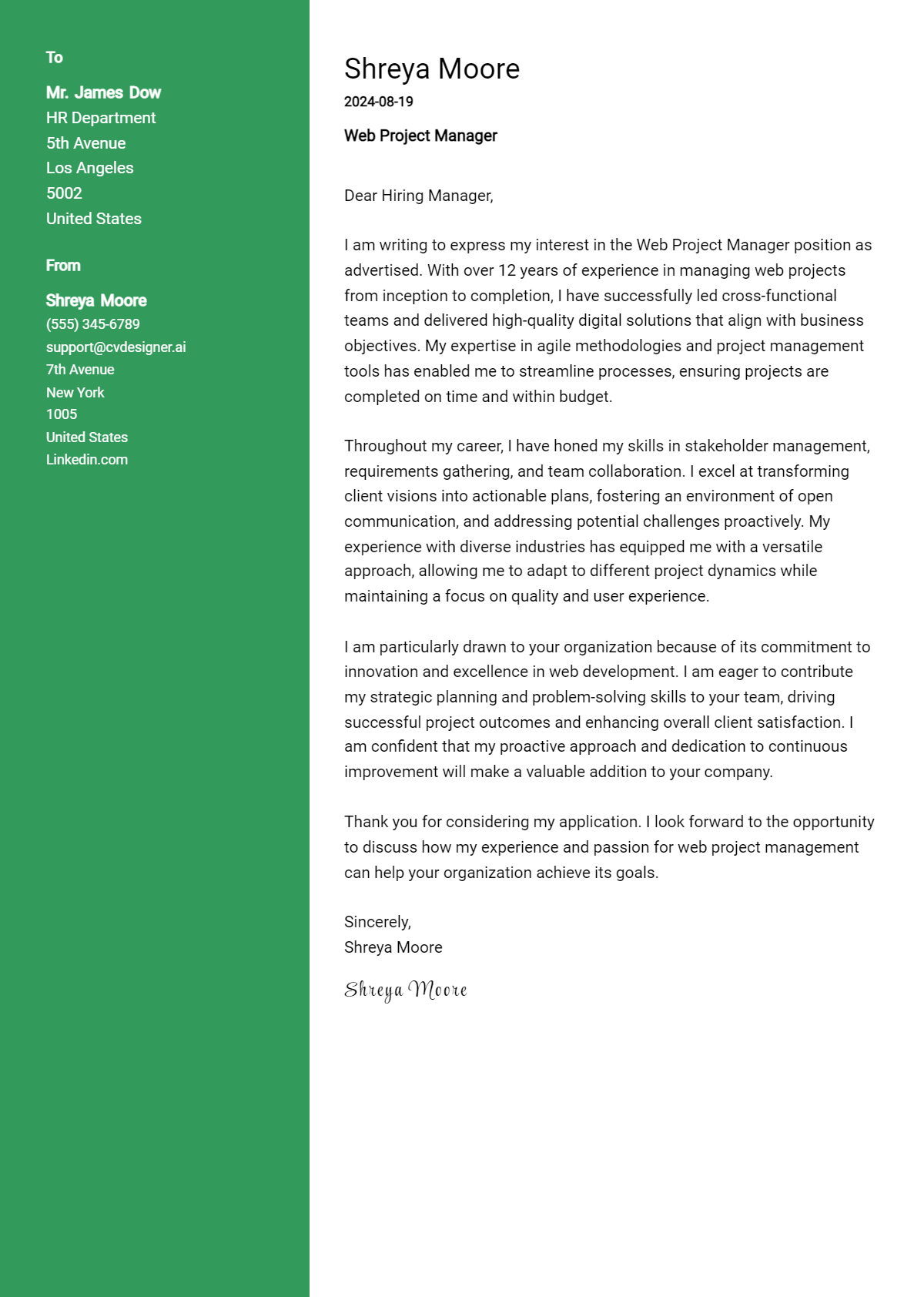Web Project Manager Cover Letter Example for 2026: Free Templates Preview