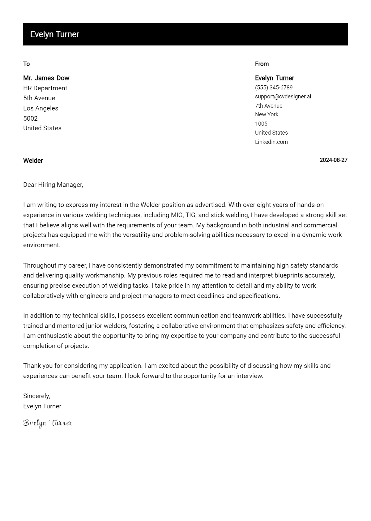 Welder Cover Letter Example for 2026: Expert Tips & Templates Preview