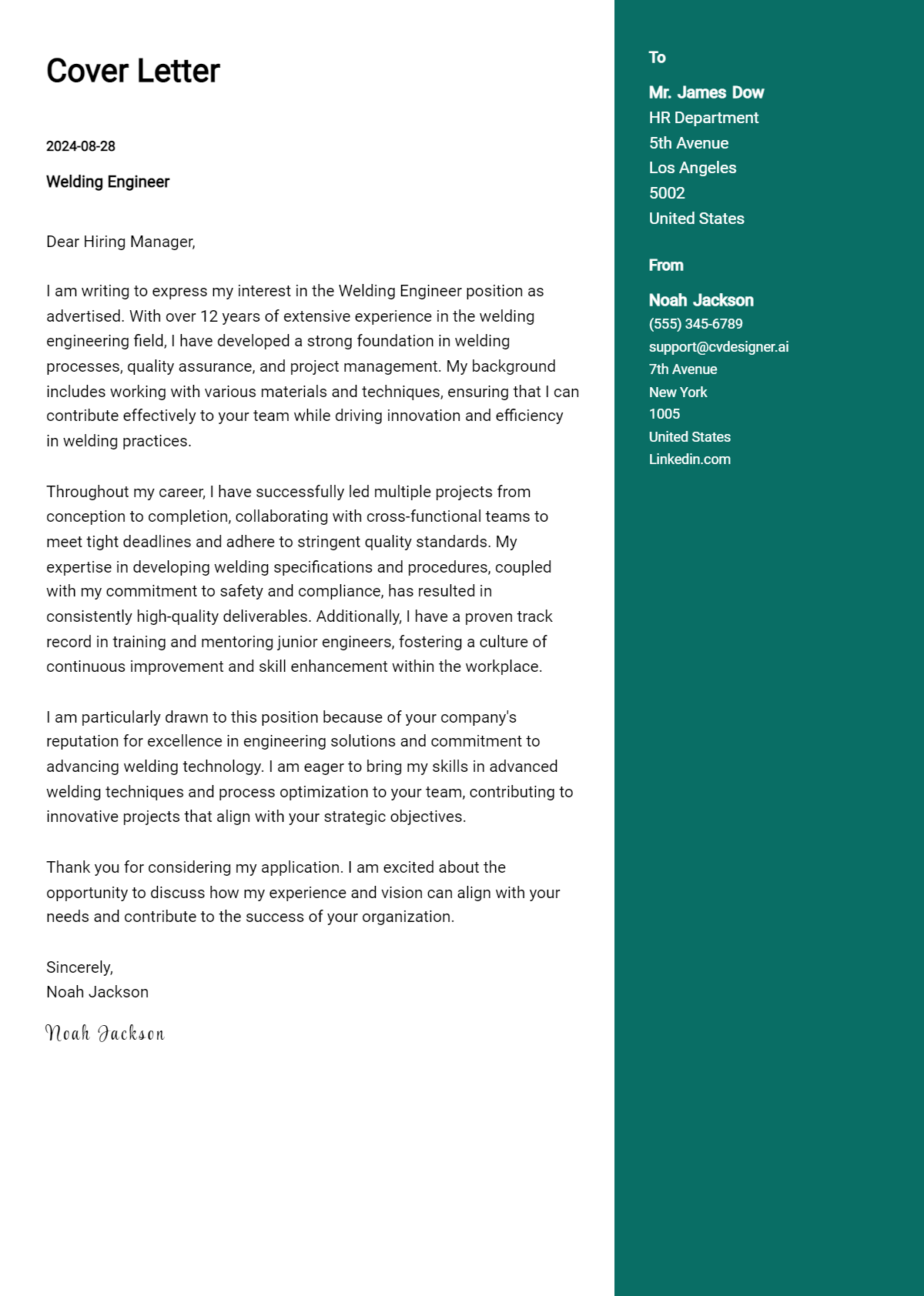 Welding Engineer Cover Letter Example for 2026: Expert Tips & Templates Preview