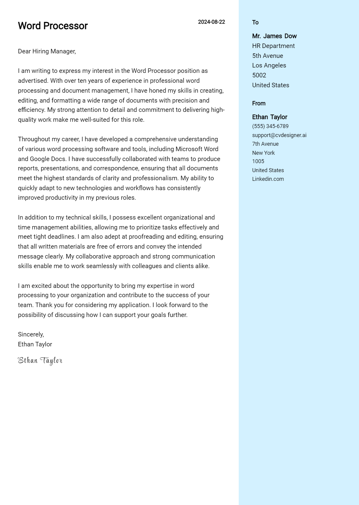 Word Processor Cover Letter Example for 2026: Proven Tips Preview