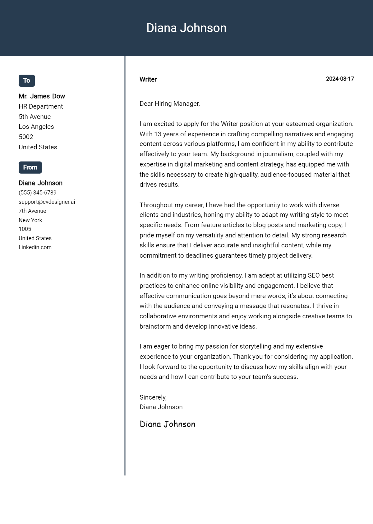 Writer Cover Letter Example for 2026: Expert Tips & Templates Preview