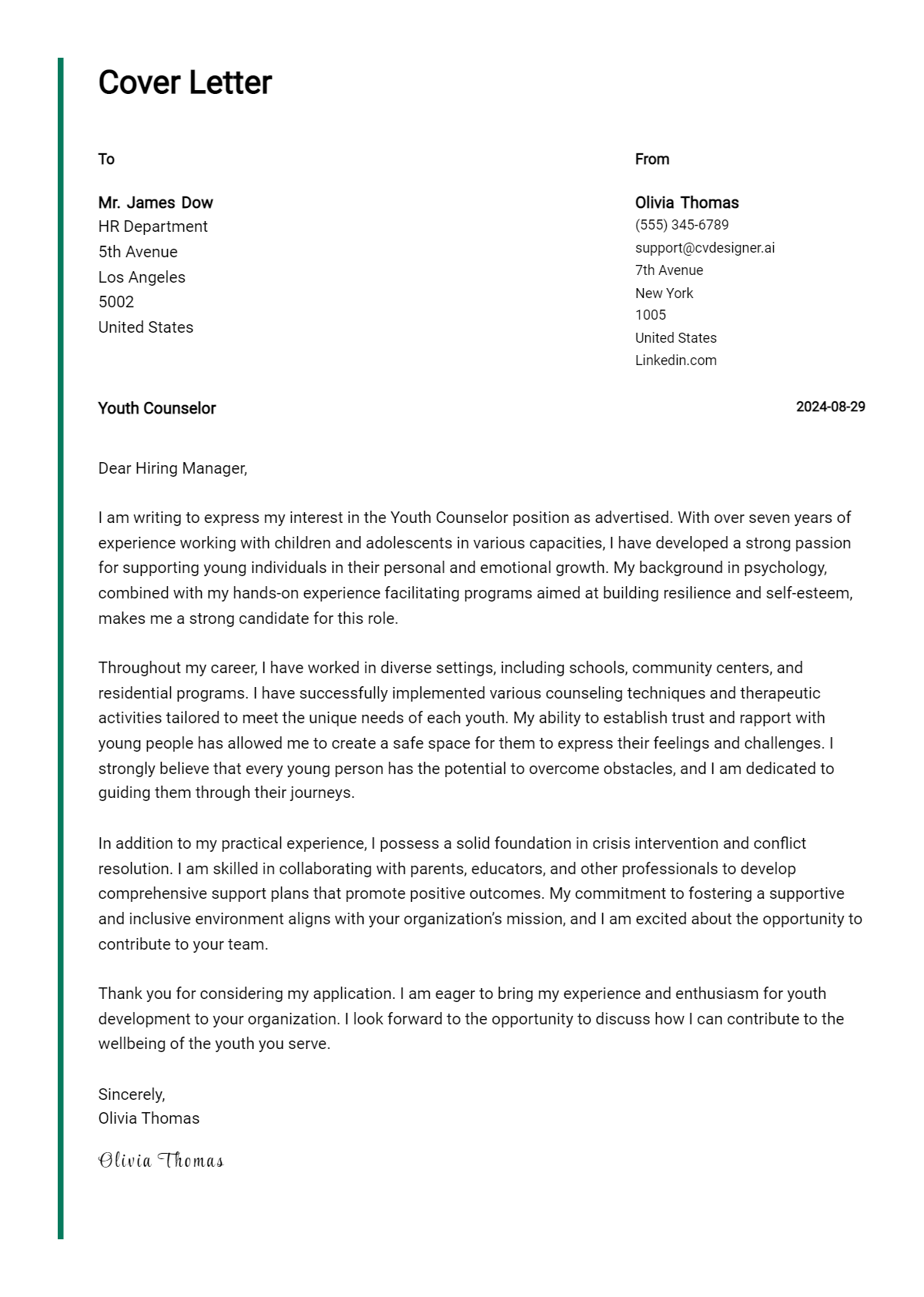 Youth Counselor Cover Letter Example for 2026: Top CV Skills Preview