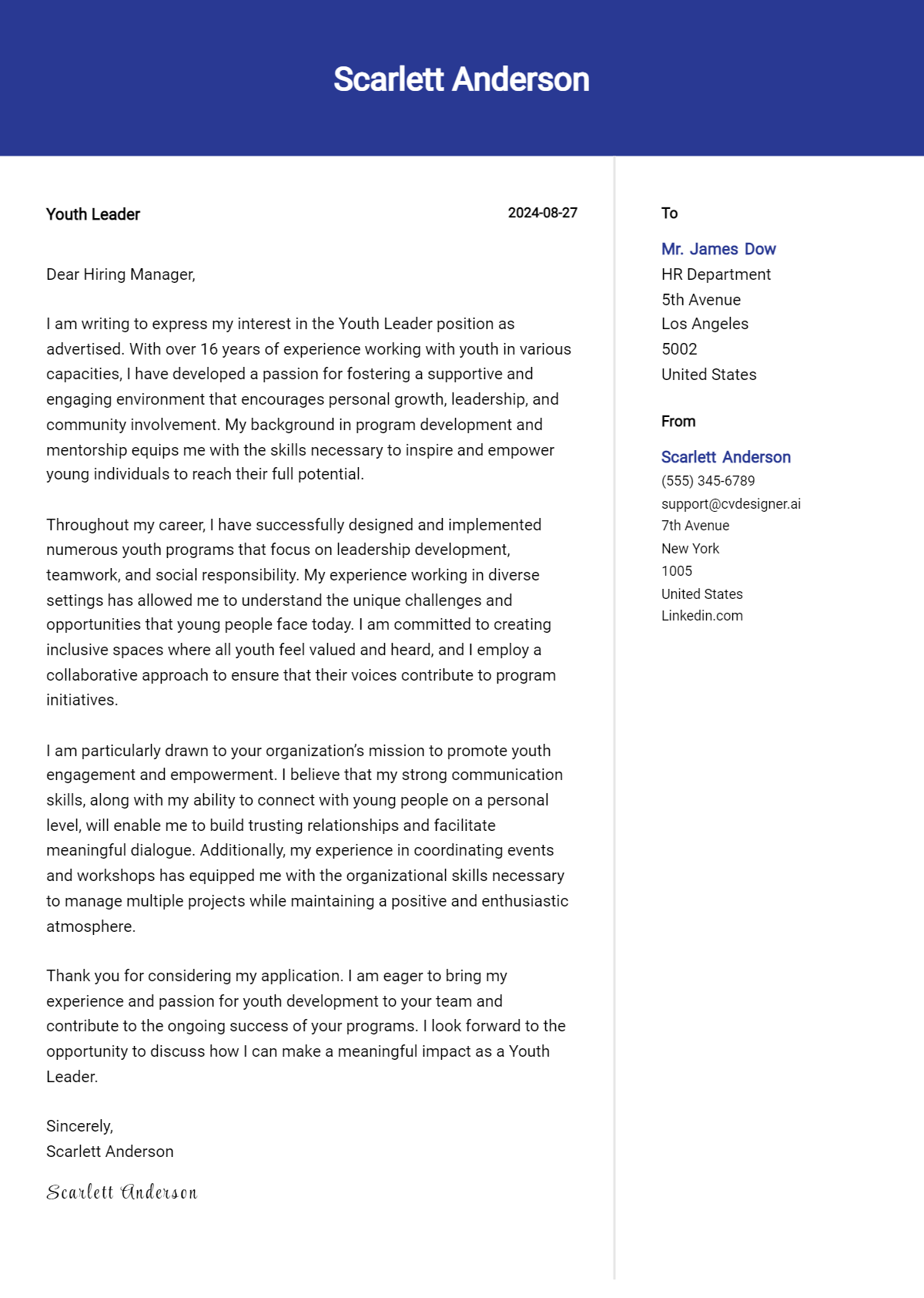 Youth Leader Cover Letter Example for 2026: Proven Tips Preview