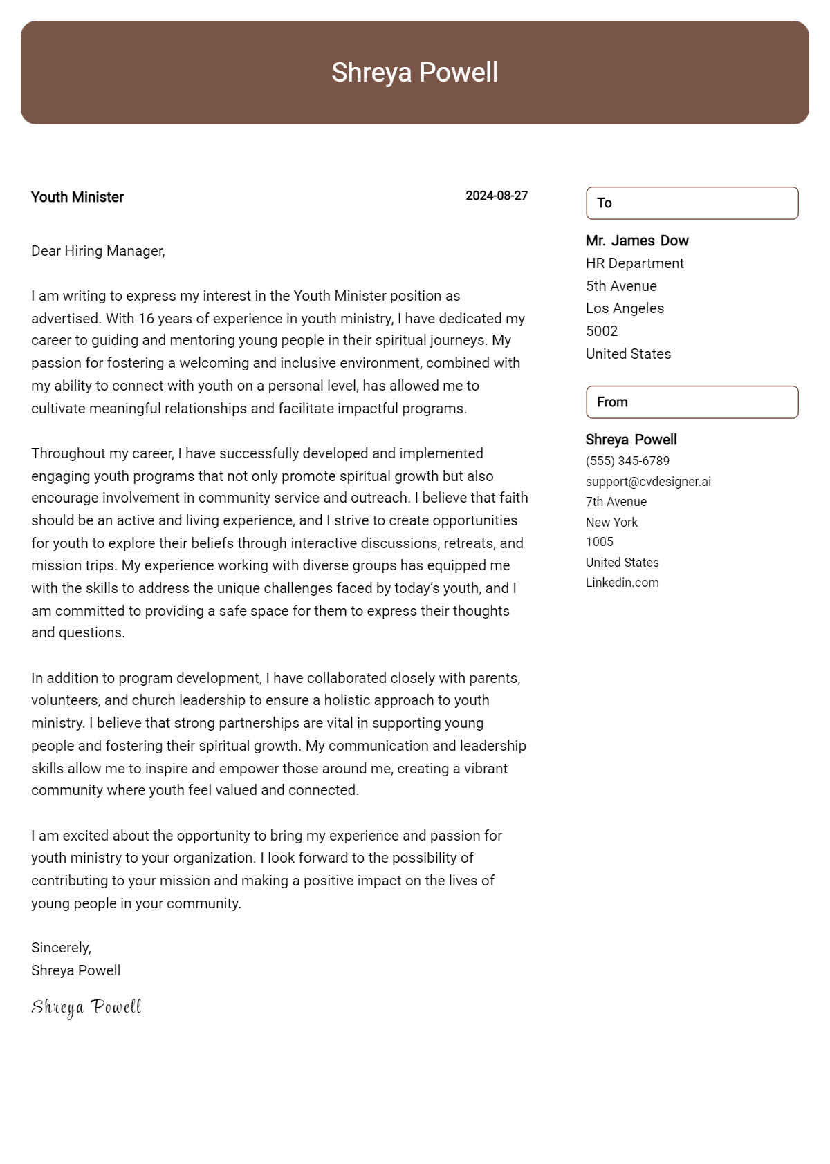 Youth Minister Cover Letter Example for 2026: Proven Tips Preview