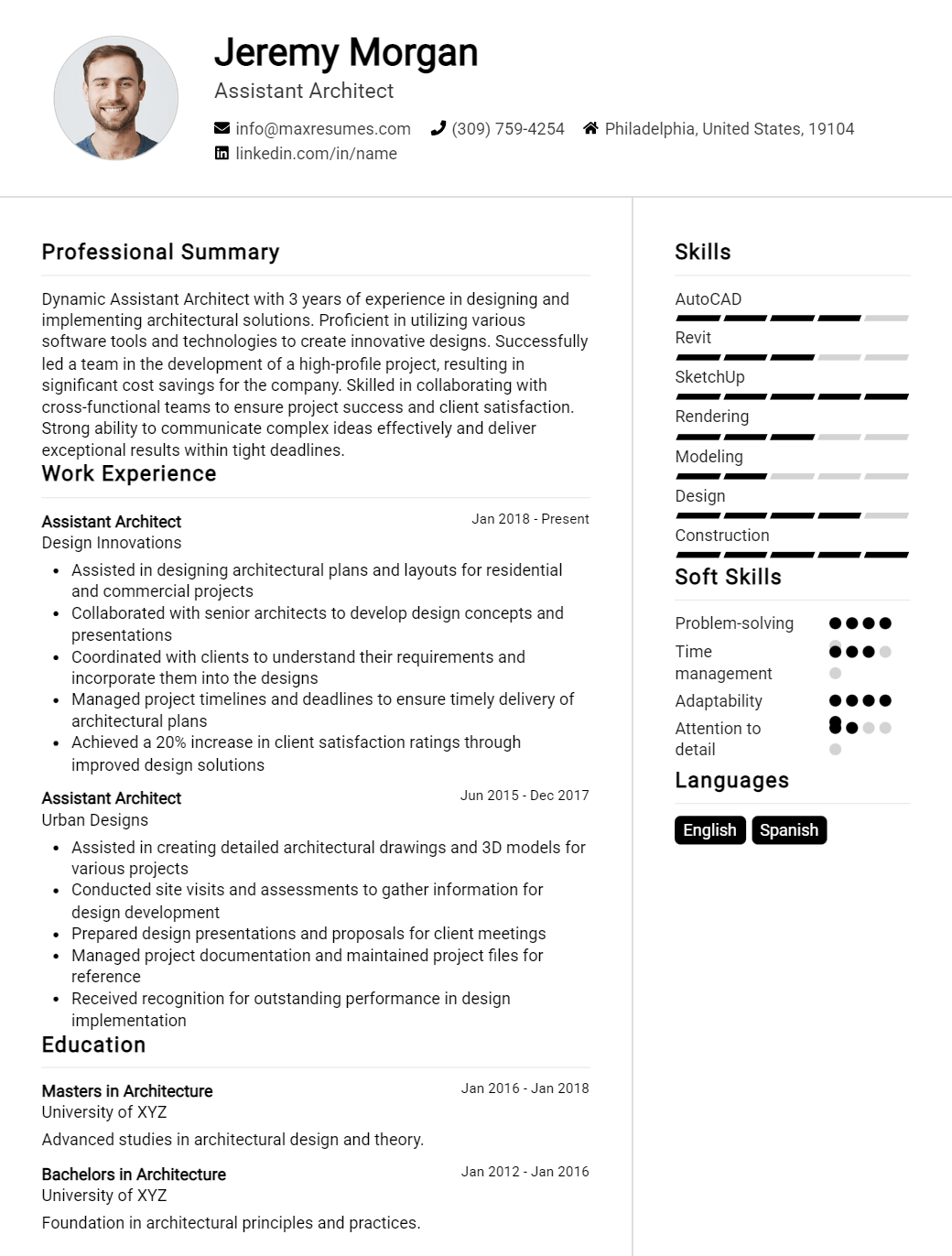 assistant-architect-resume-sample