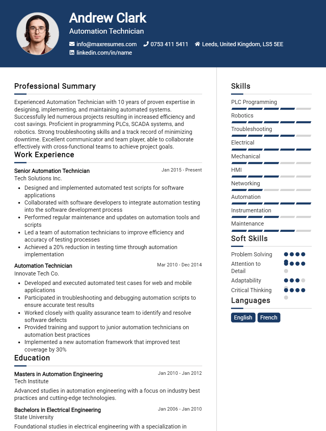 automation-technician-resume-sample