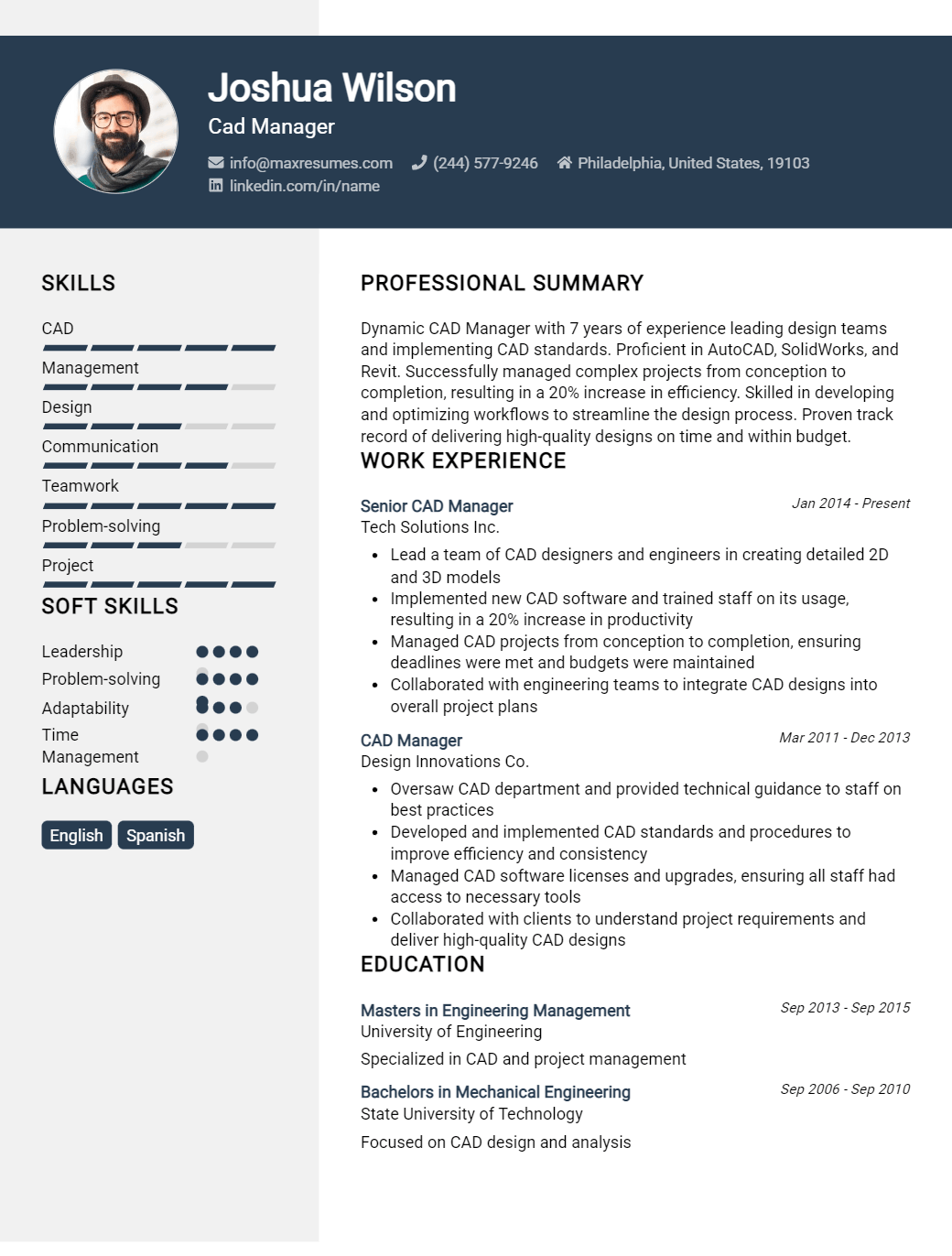 cad-manager-resume-sample