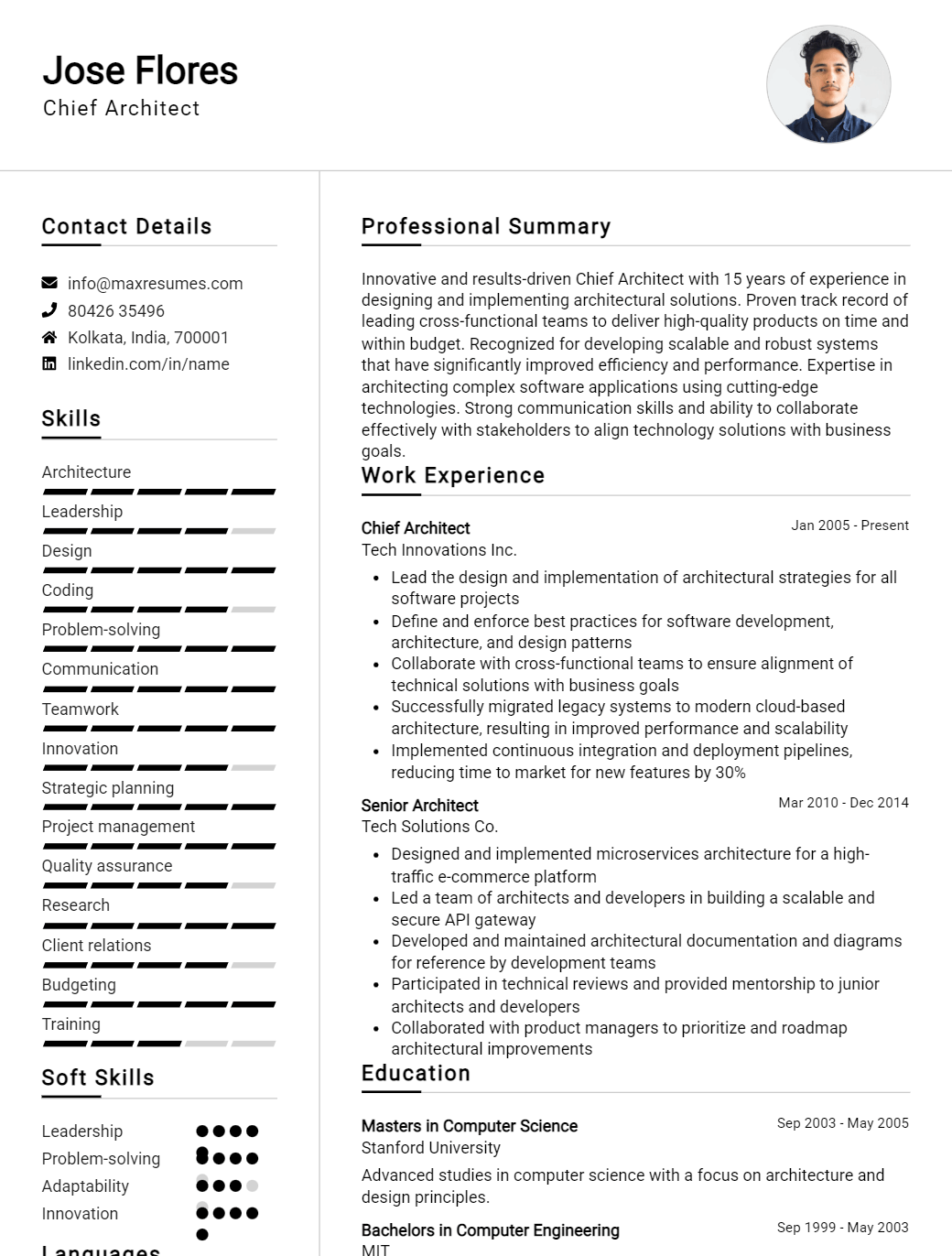 chief-architect-resume-sample