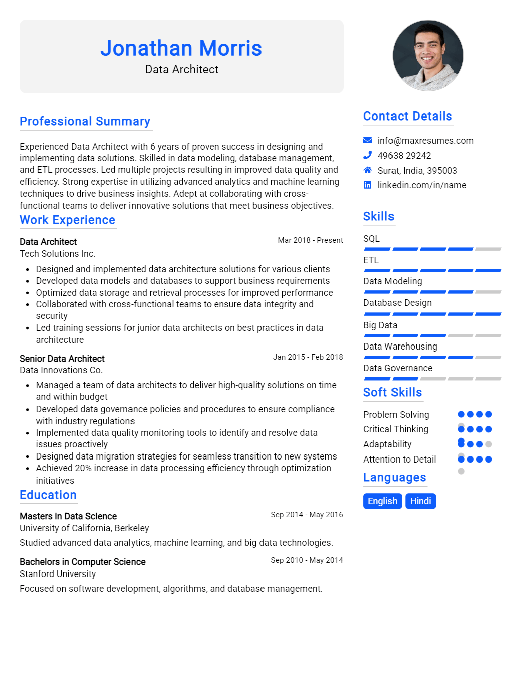data-architect-resume-sample