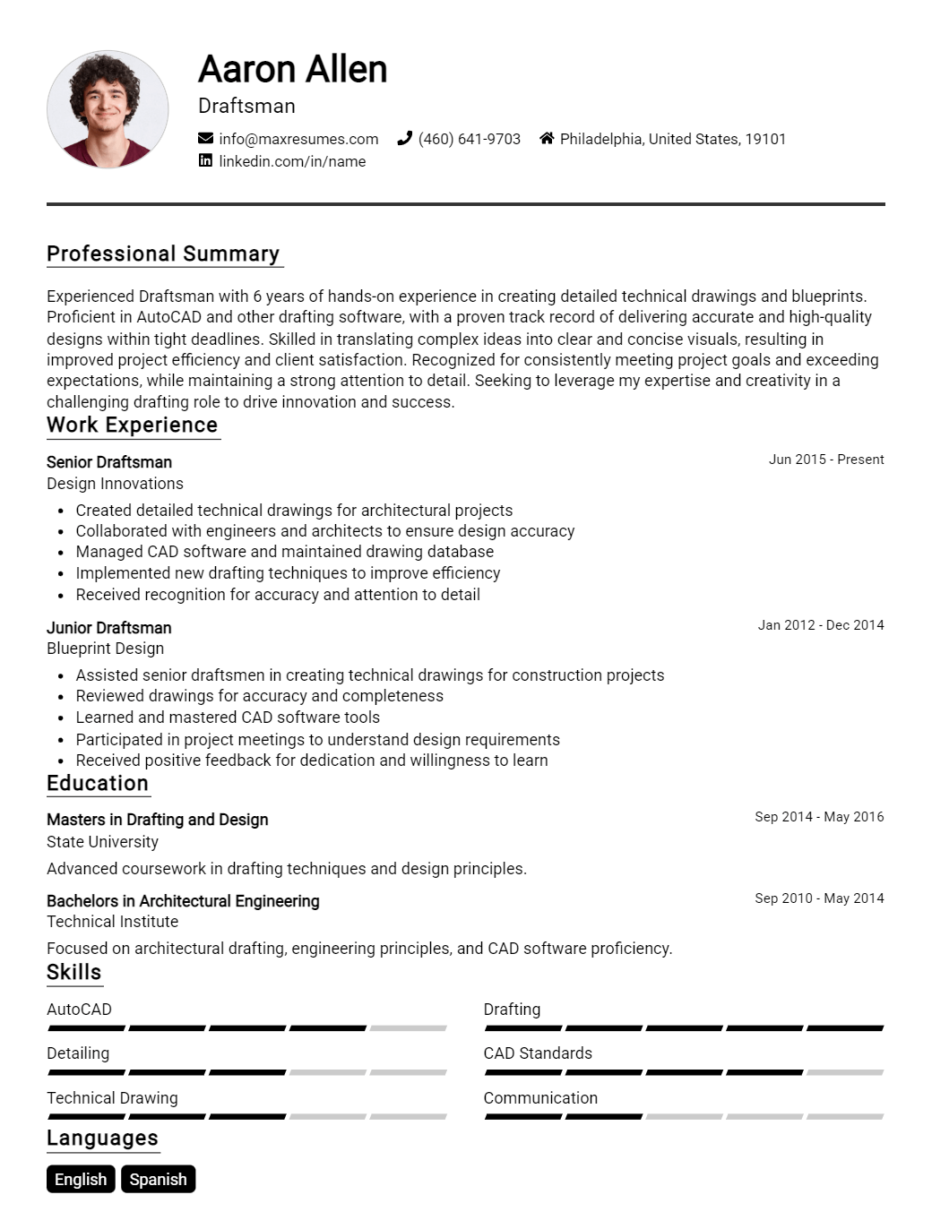 draftsman-resume-sample