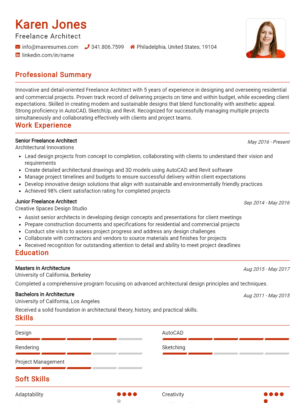 freelance-architect-resume-sample