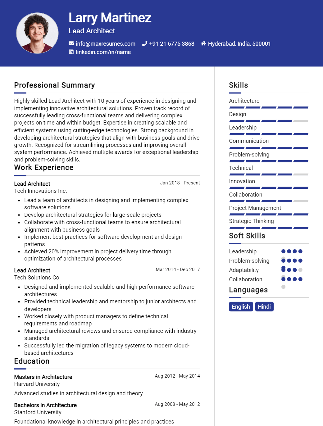 lead-architect-resume-sample
