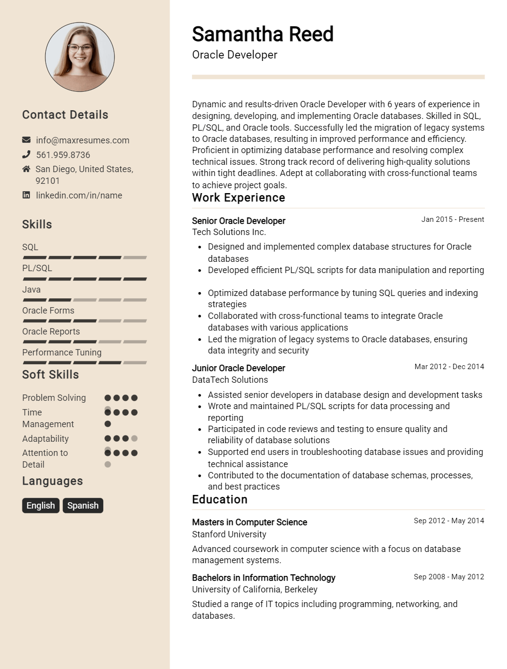 oracle-developer-resume-sample
