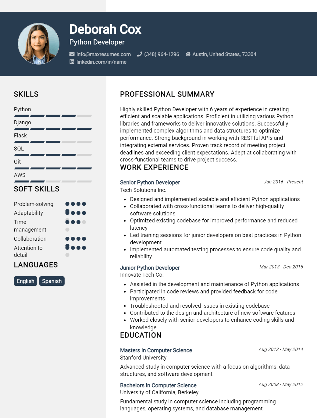 python-developer-resume-sample
