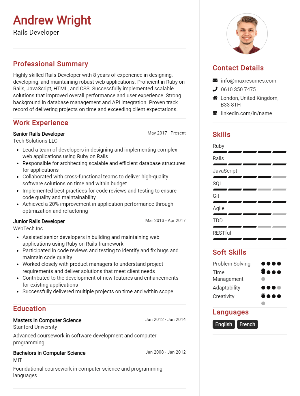 rails-developer-resume-sample